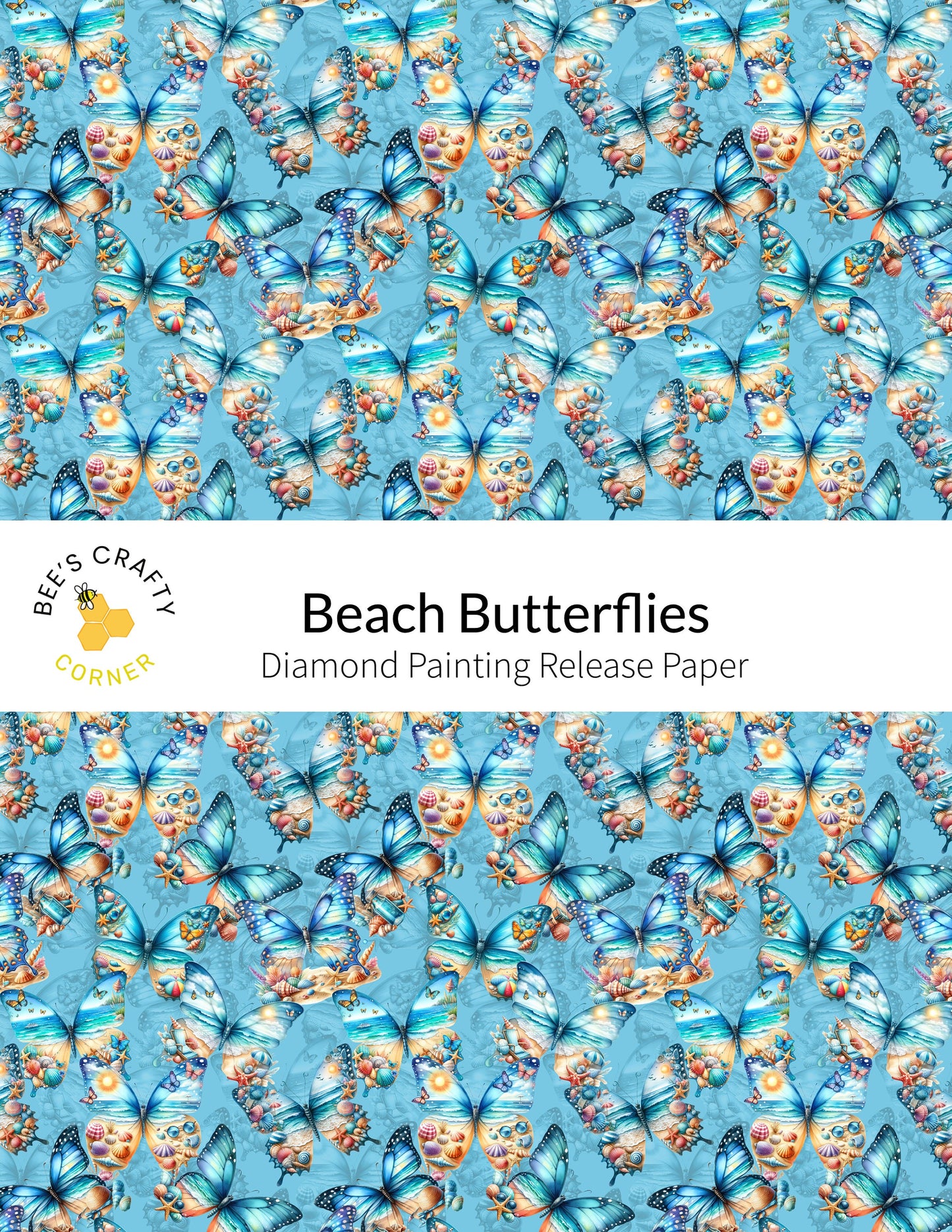 RELEASE PAPER | Beach Butterflies - Reusable Patterned Diamond Painting Release Paper