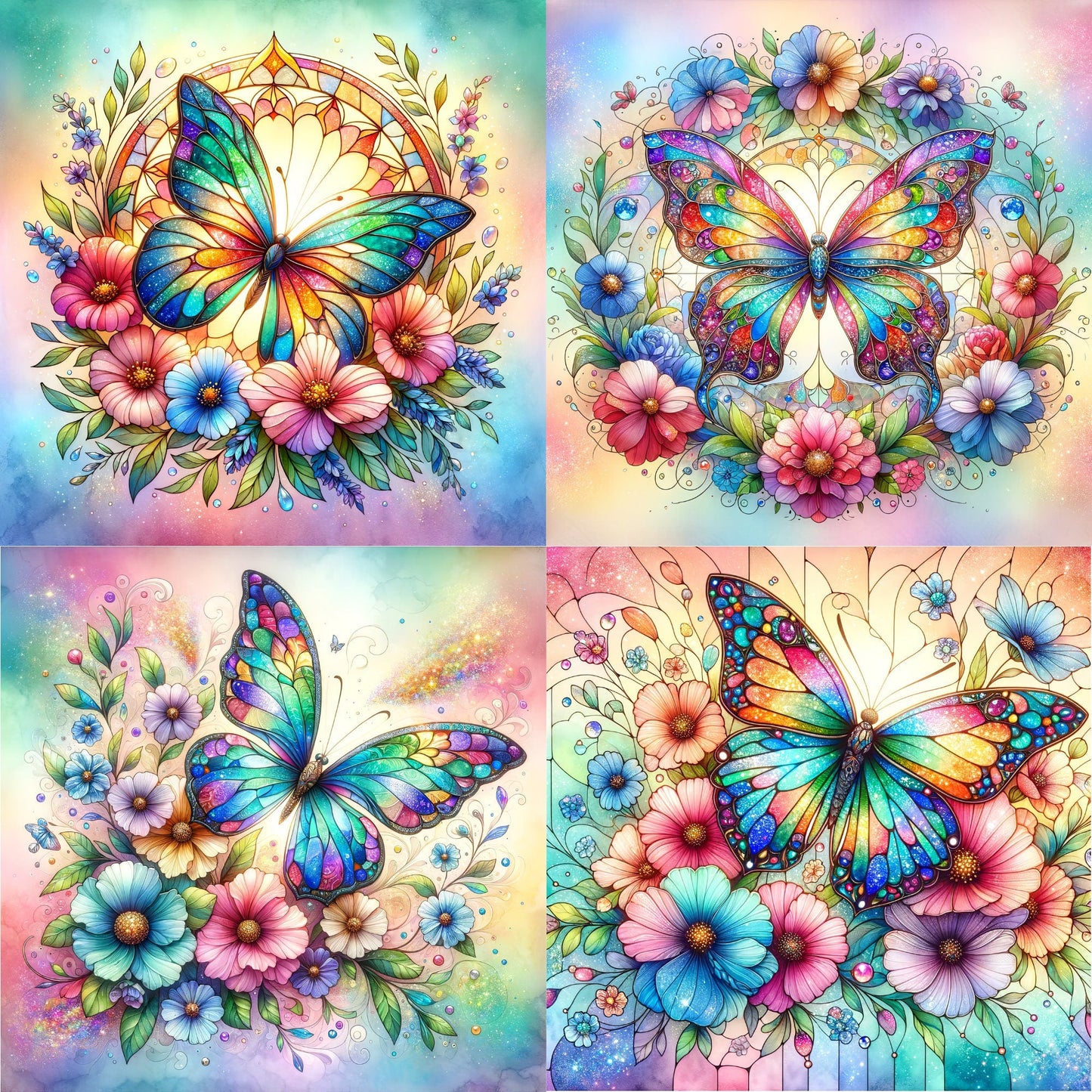 RELEASE PAPER | Stained Glass Butterflies - Theme Pack Reusable Diamond Painting Release Paper