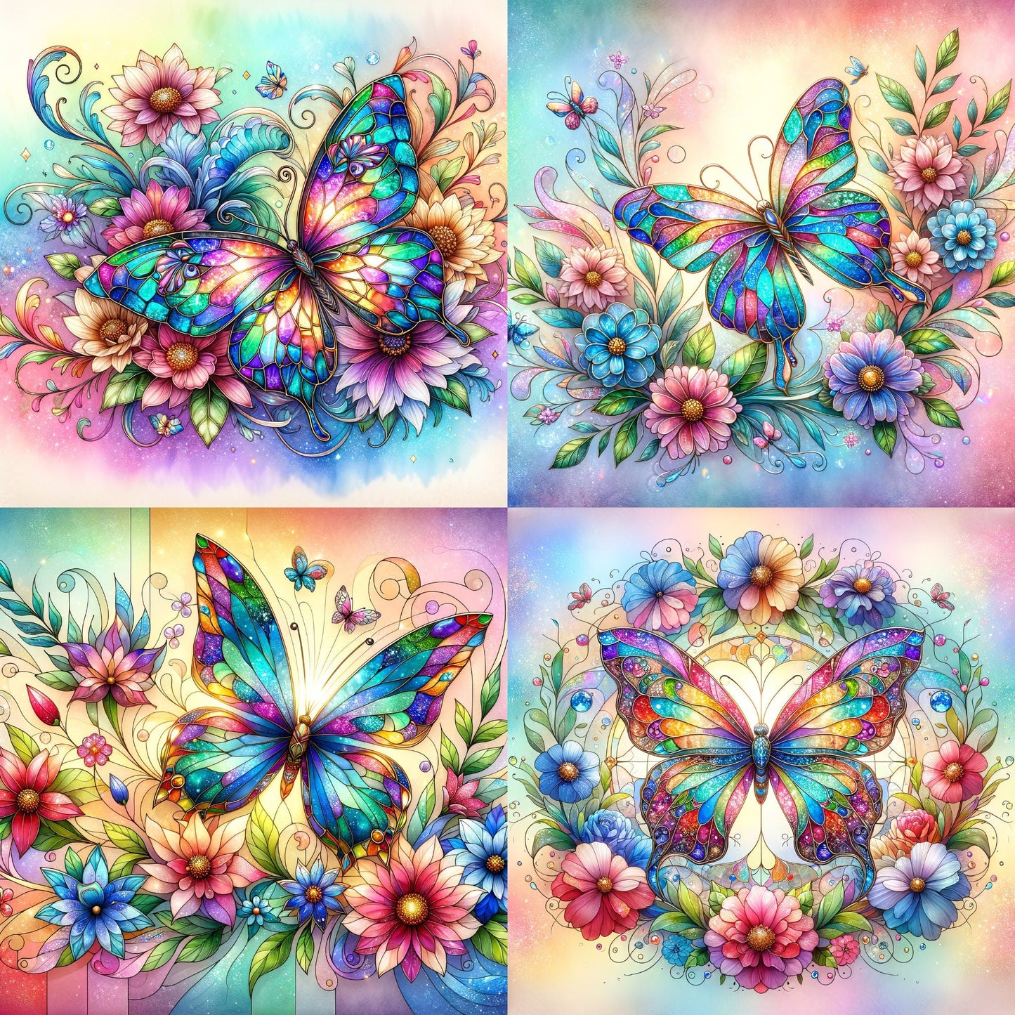 RELEASE PAPER | Stained Glass Butterflies - Theme Pack Reusable Diamond Painting Release Paper