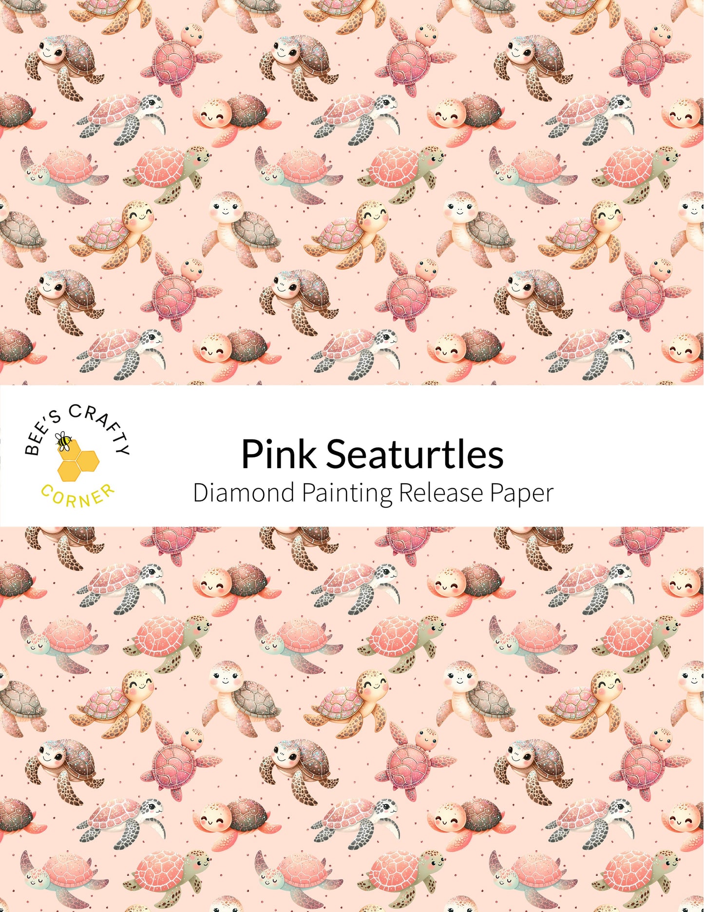 RELEASE PAPER | Pink Seaturtles - Reusable Patterned Diamond Painting Release Paper