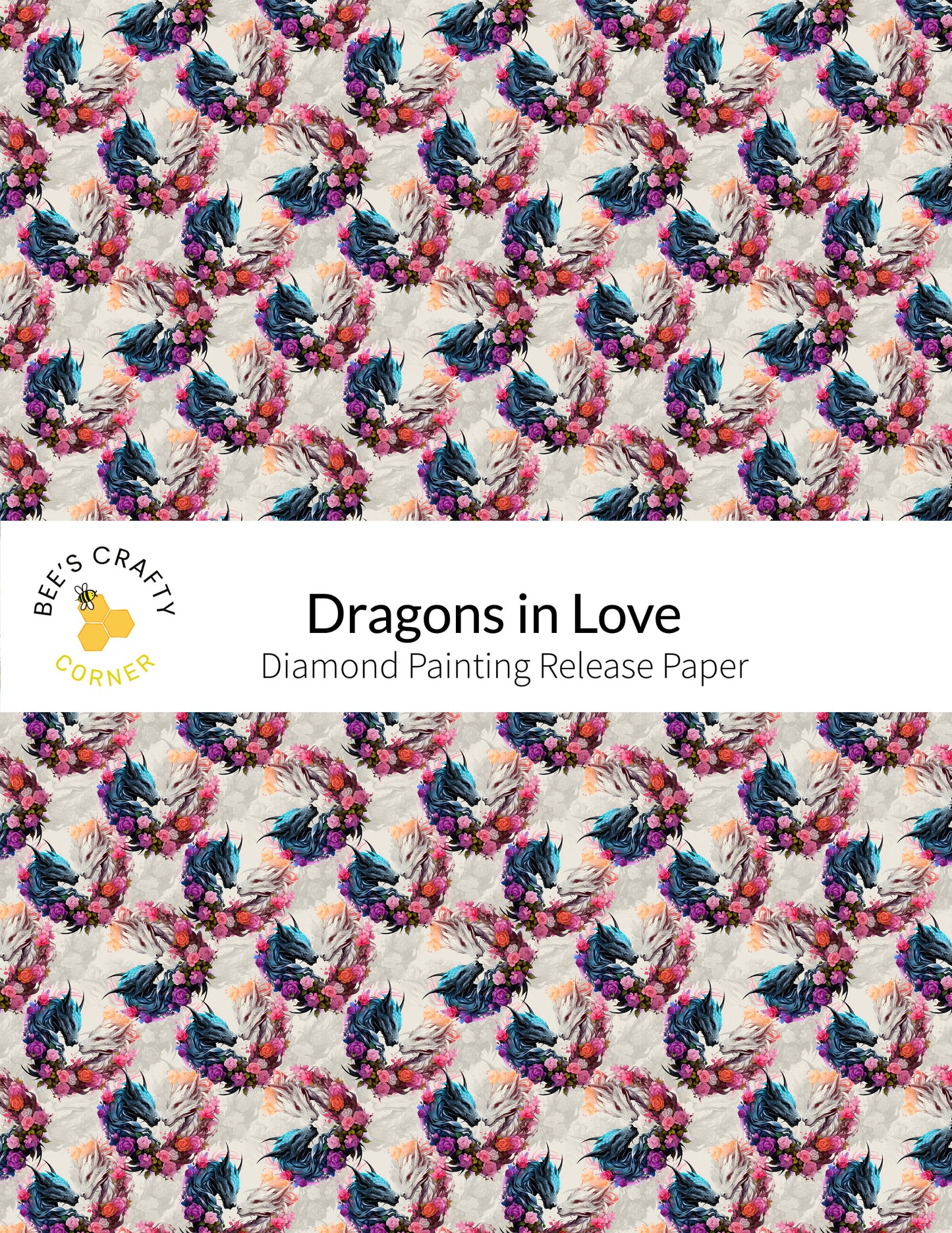 RELEASE PAPER | Dragons in Love - Reusable Patterned Diamond Painting Release Paper