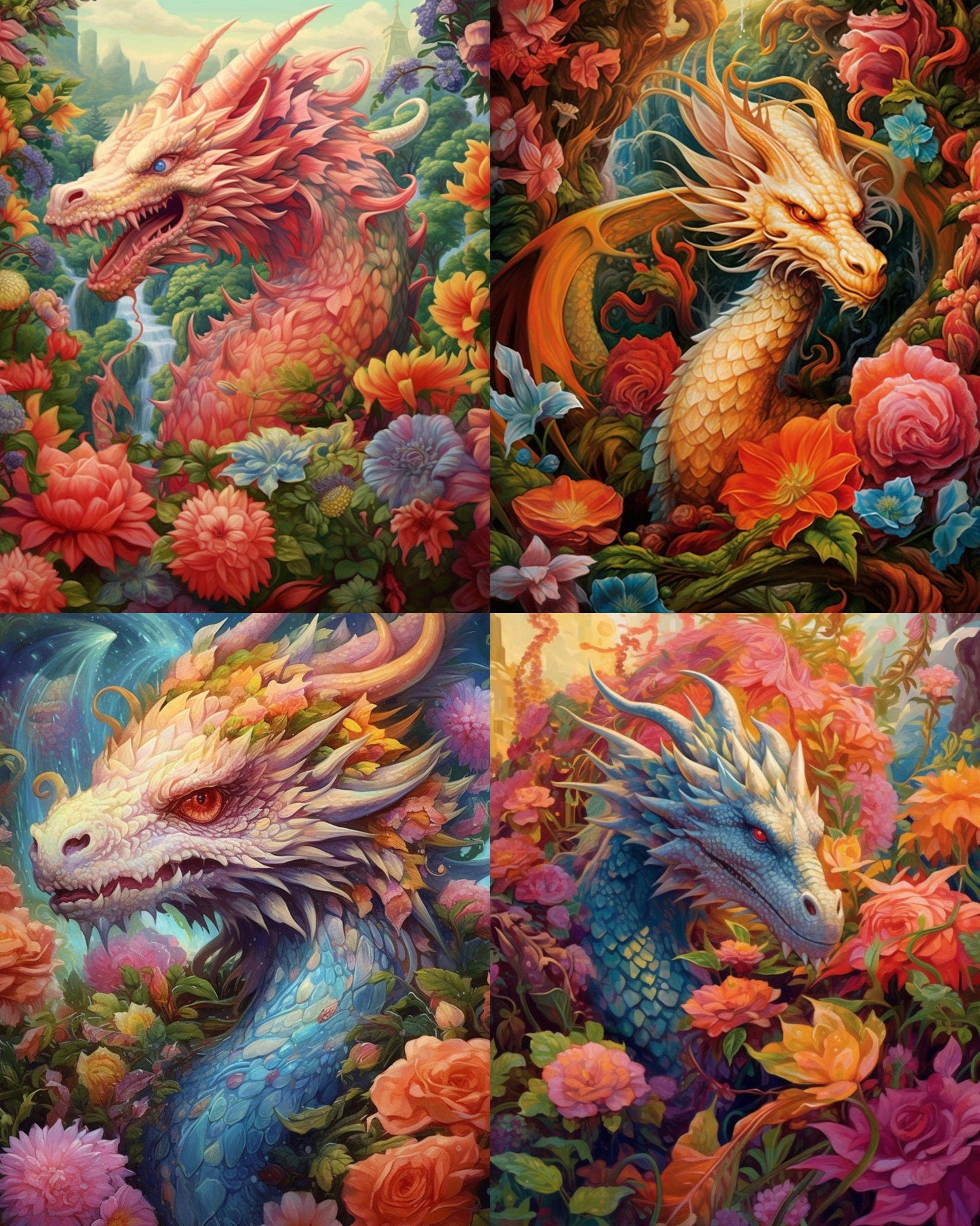 RELEASE PAPER | Floral Dragons - Theme Pack Reusable Diamond Painting Release Paper