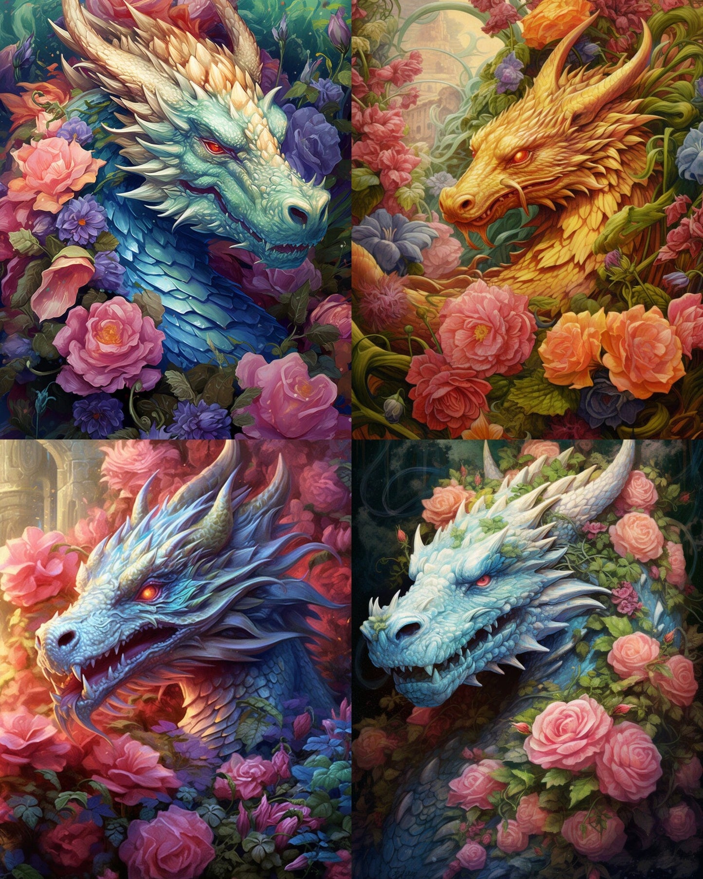 RELEASE PAPER | Floral Dragons - Theme Pack Reusable Diamond Painting Release Paper