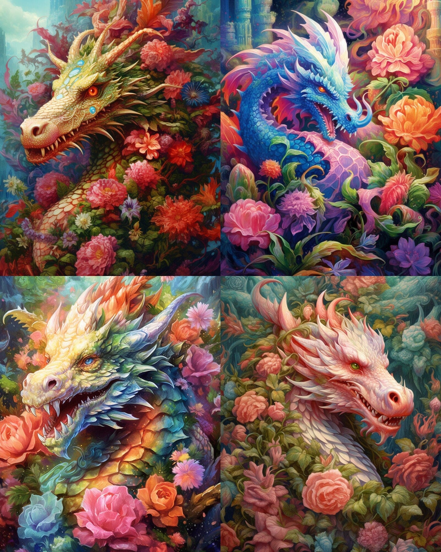 RELEASE PAPER | Floral Dragons - Theme Pack Reusable Diamond Painting Release Paper