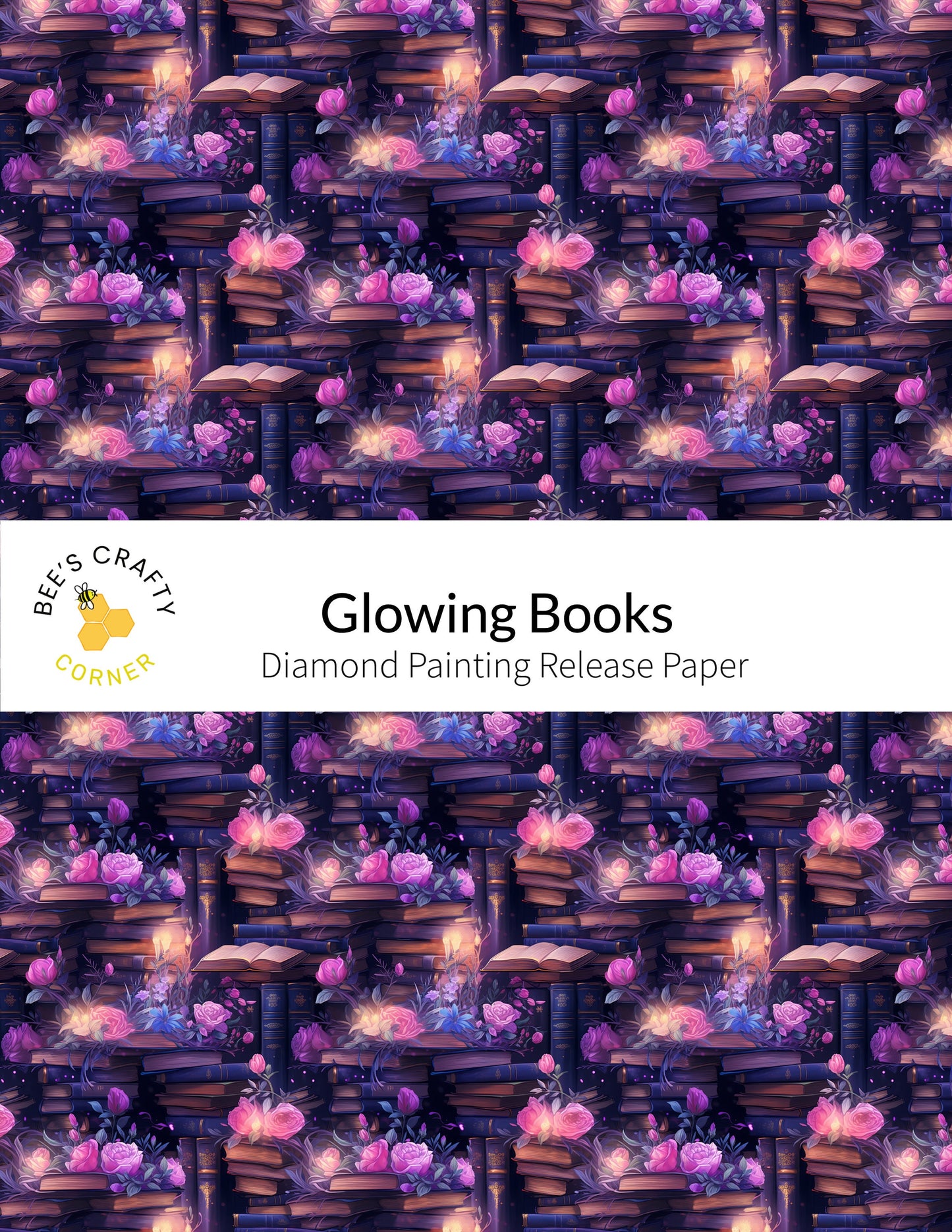 RELEASE PAPER | Glowing Books - Reusable Patterned Diamond Painting Release Paper