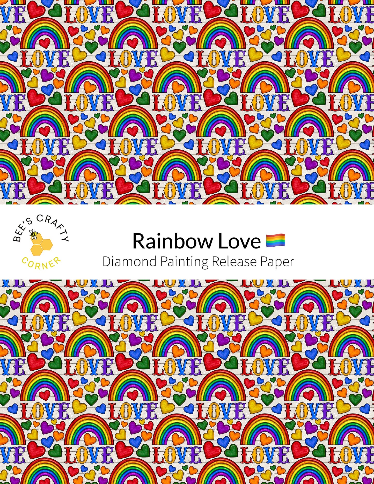 RELEASE PAPER | Rainbow Love - Reusable Patterned Diamond Painting Release Paper