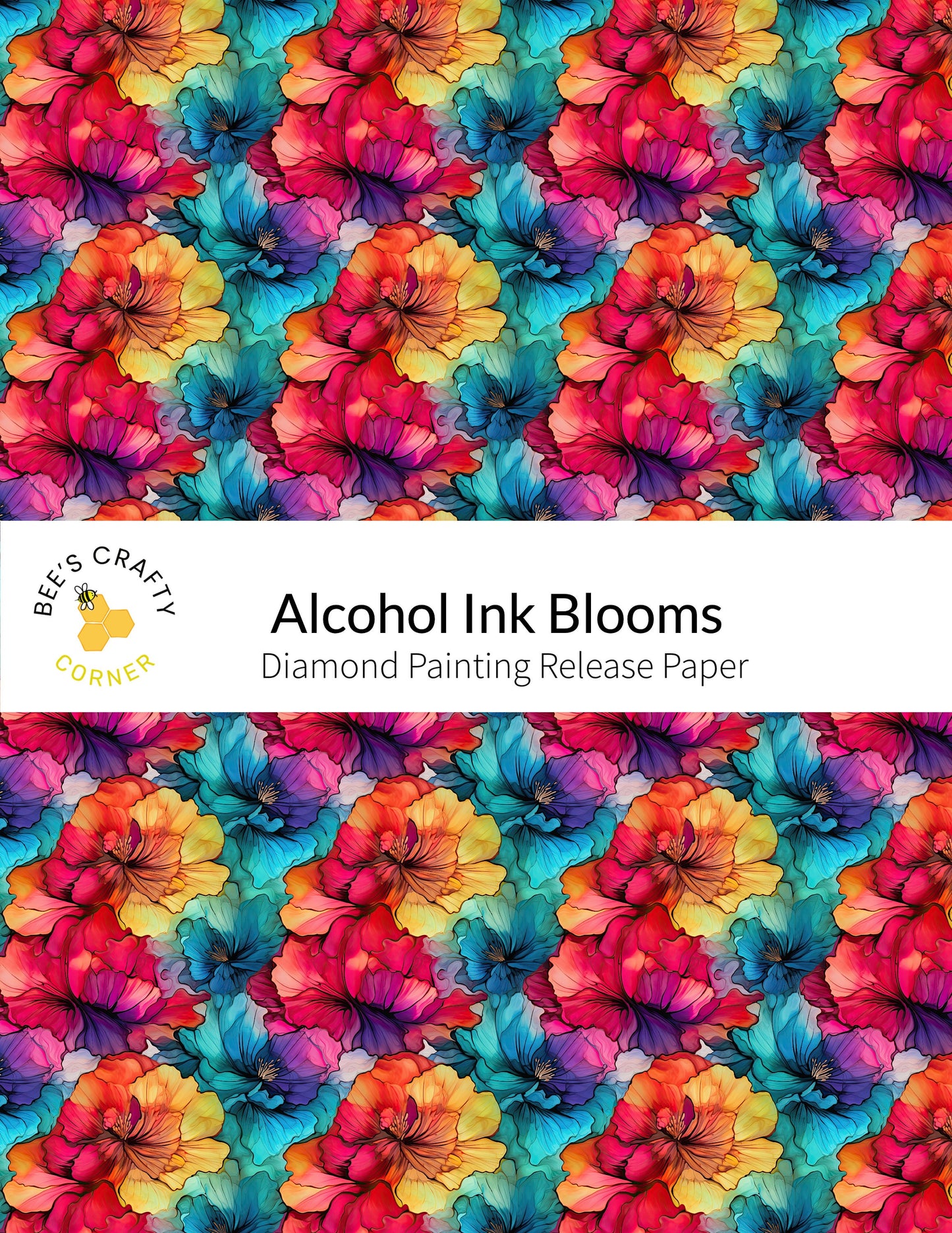 RELEASE PAPER | Alcohol Ink Blooms - Reusable Patterned Diamond Painting Release Paper
