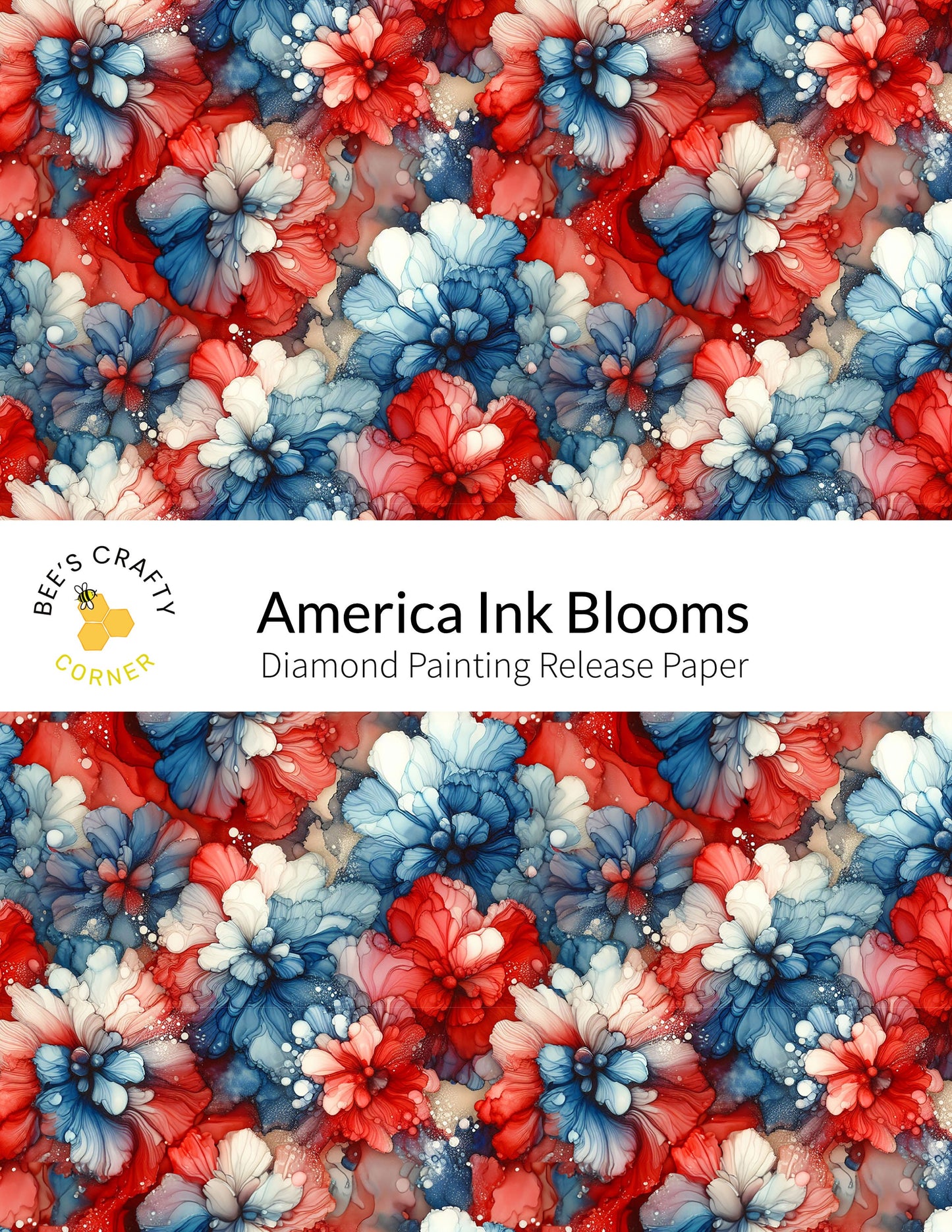 RELEASE PAPER | America Ink Blooms - Reusable Patterned Diamond Painting Release Paper