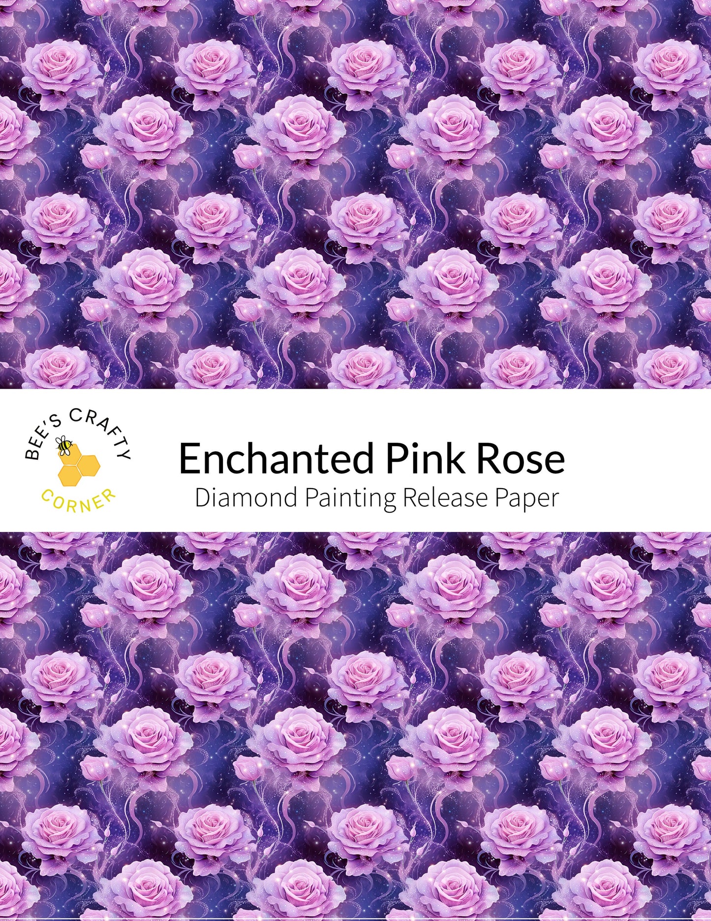 RELEASE PAPER | Enchanted Pink Rose - Reusable Patterned Diamond Painting Release Paper