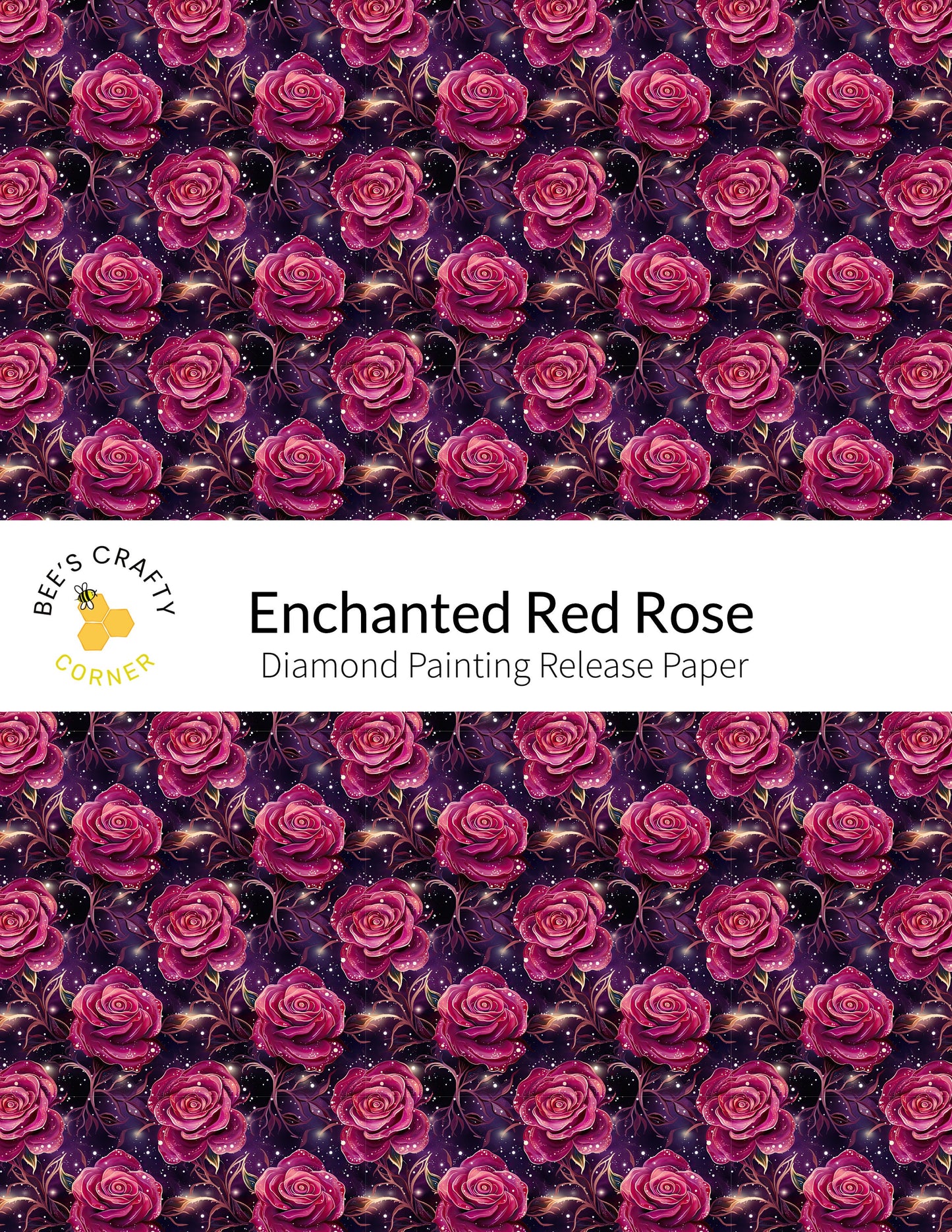 RELEASE PAPER | Enchanted Red Rose - Reusable Patterned Diamond Painting Release Paper