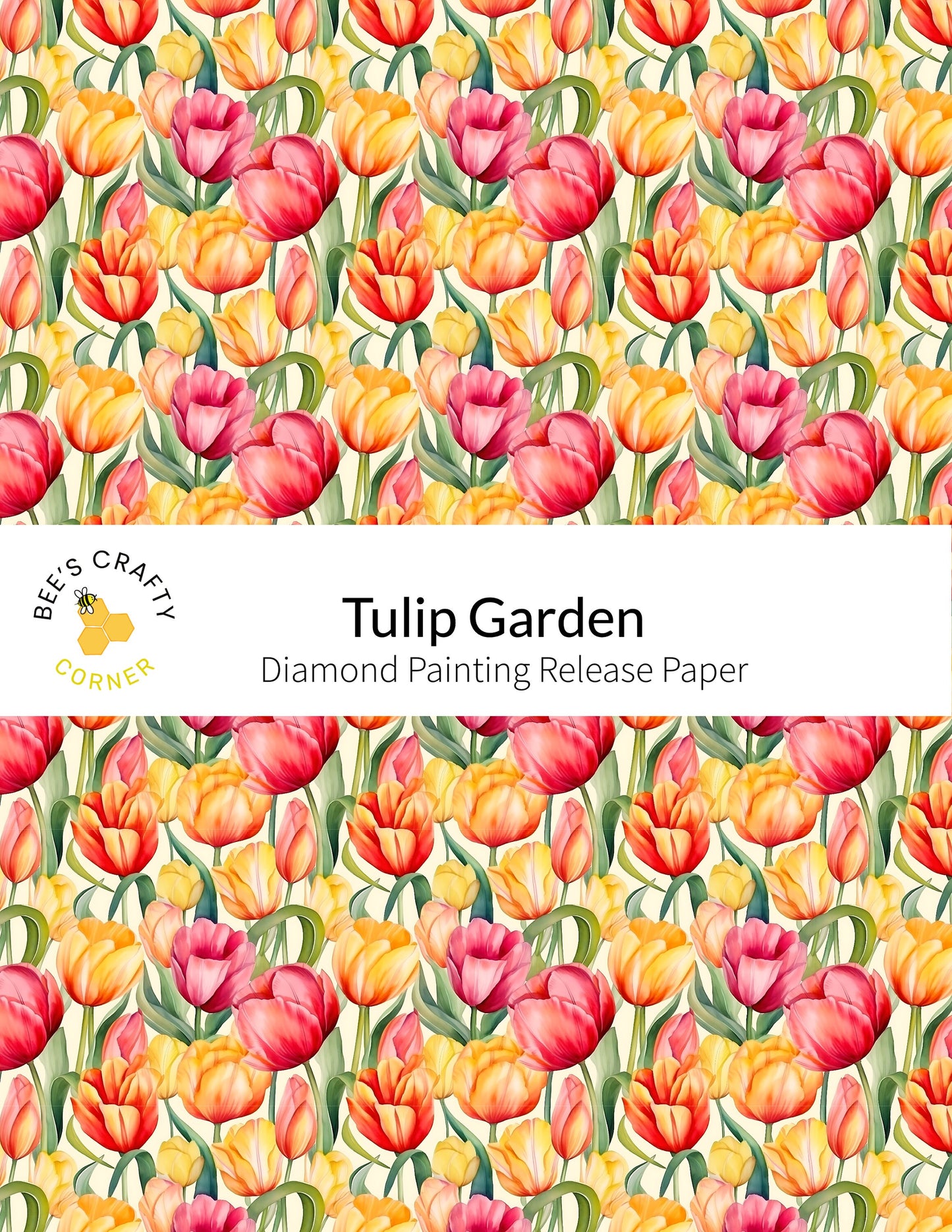 RELEASE PAPER | Tulip Garden - Reusable Patterned Diamond Painting Release Paper