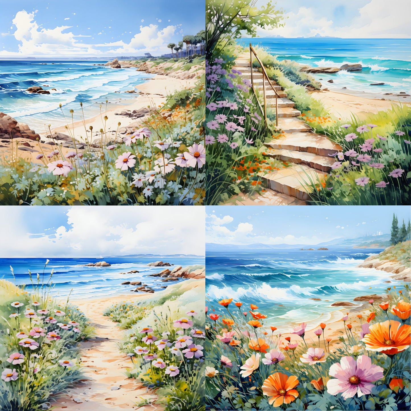RELEASE PAPER | Floral Beaches - Theme Pack Reusable Diamond Painting Release Paper