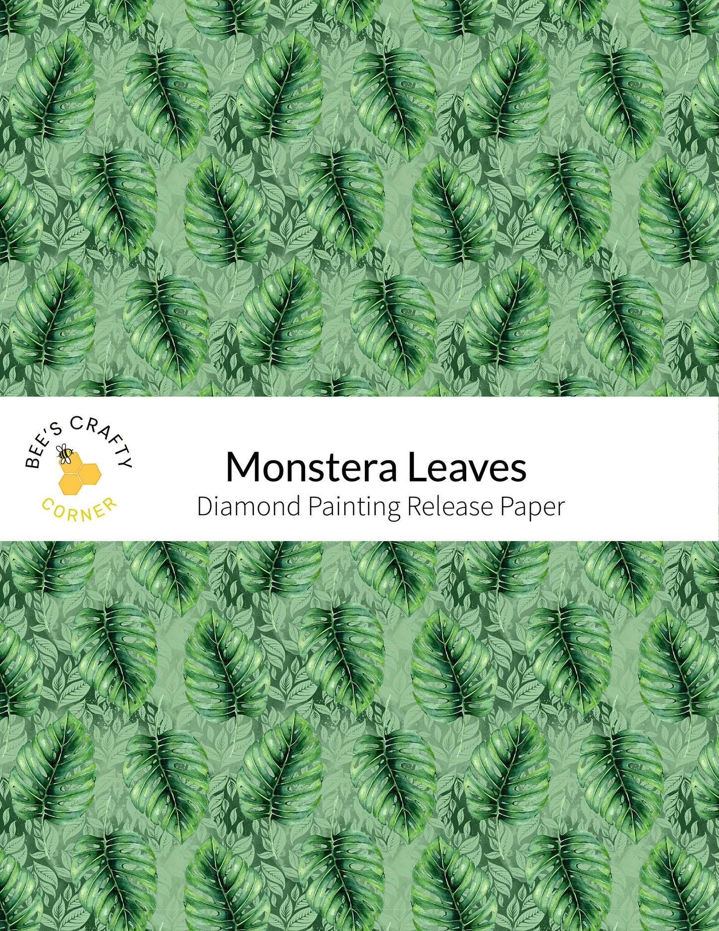 RELEASE PAPER | Monstera Leaves - Reusable Patterned Diamond Painting Release Paper