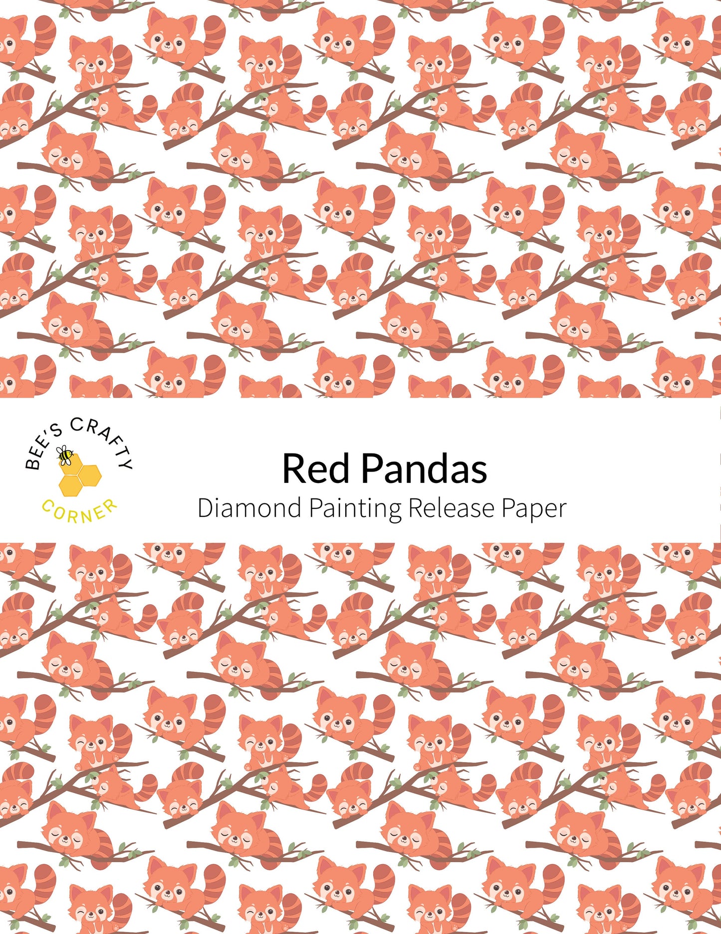 RELEASE PAPER | Red Pandas - Reusable Patterned Diamond Painting Release Paper