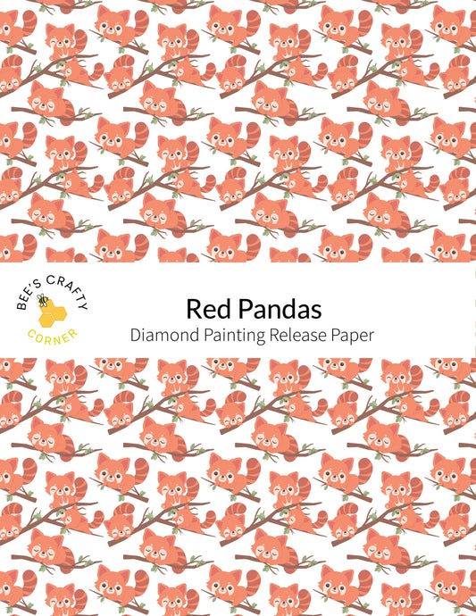 RELEASE PAPER | Red Pandas - Reusable Patterned Diamond Painting Release Paper