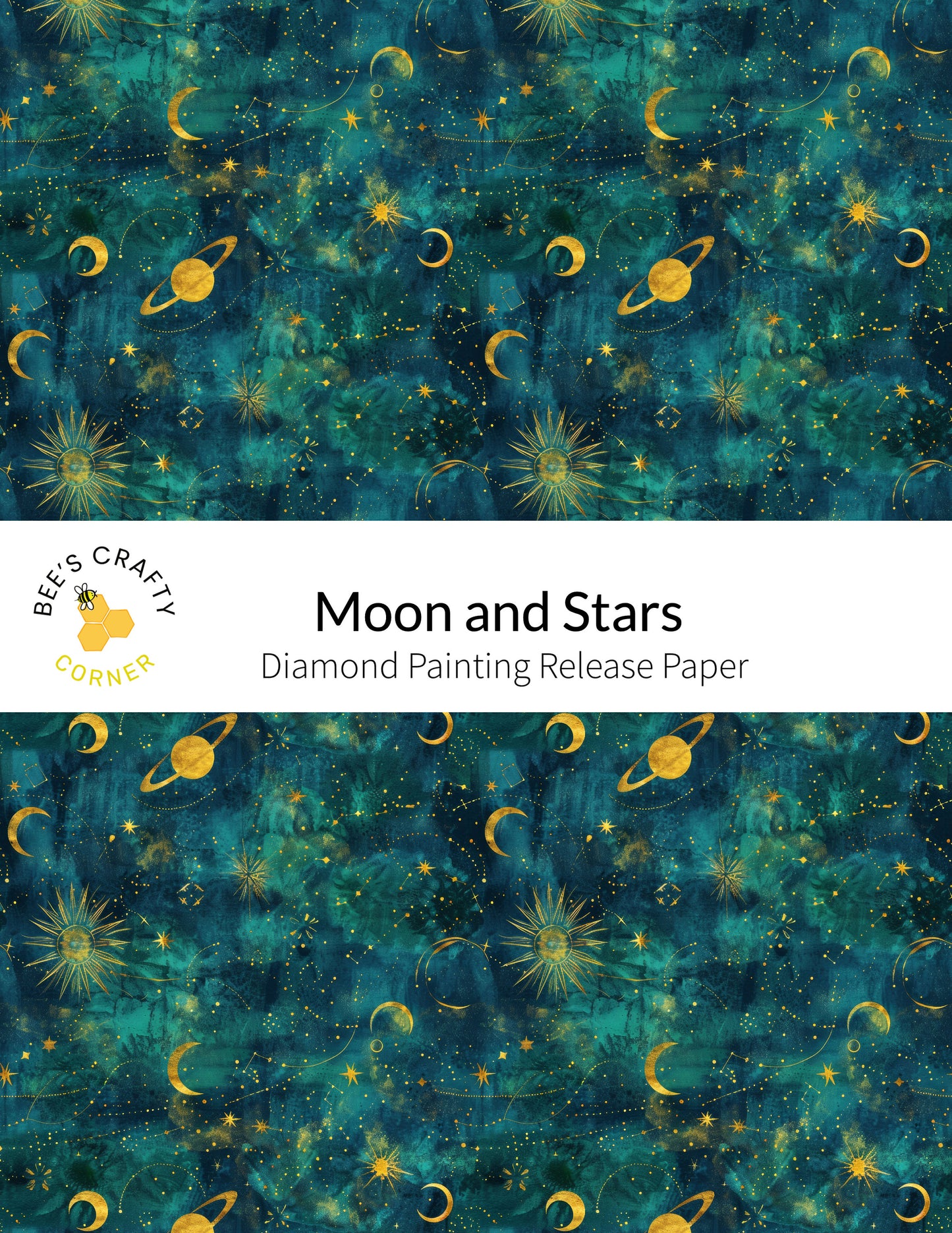 RELEASE PAPER | Moon and Stars - Reusable Patterned Diamond Painting Release Paper