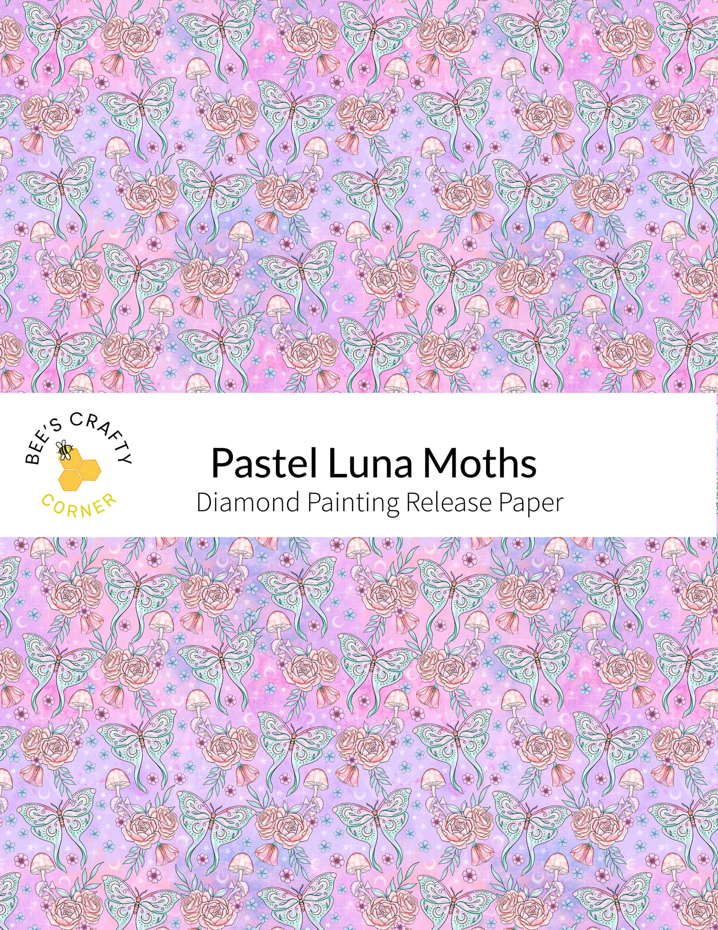 RELEASE PAPER | Pastel Luna Moths - Reusable Patterned Diamond Painting Release Paper