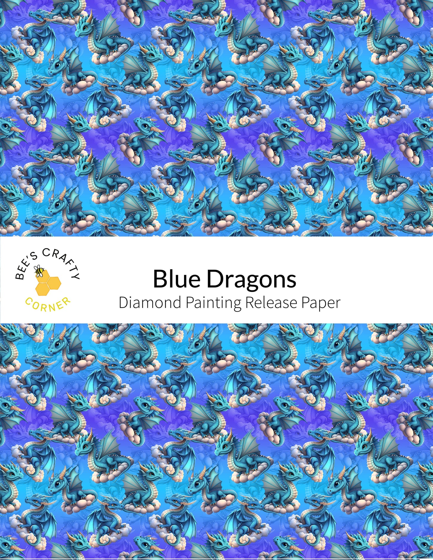 RELEASE PAPER | Blue Dragons - Reusable Patterned Diamond Painting Release Paper