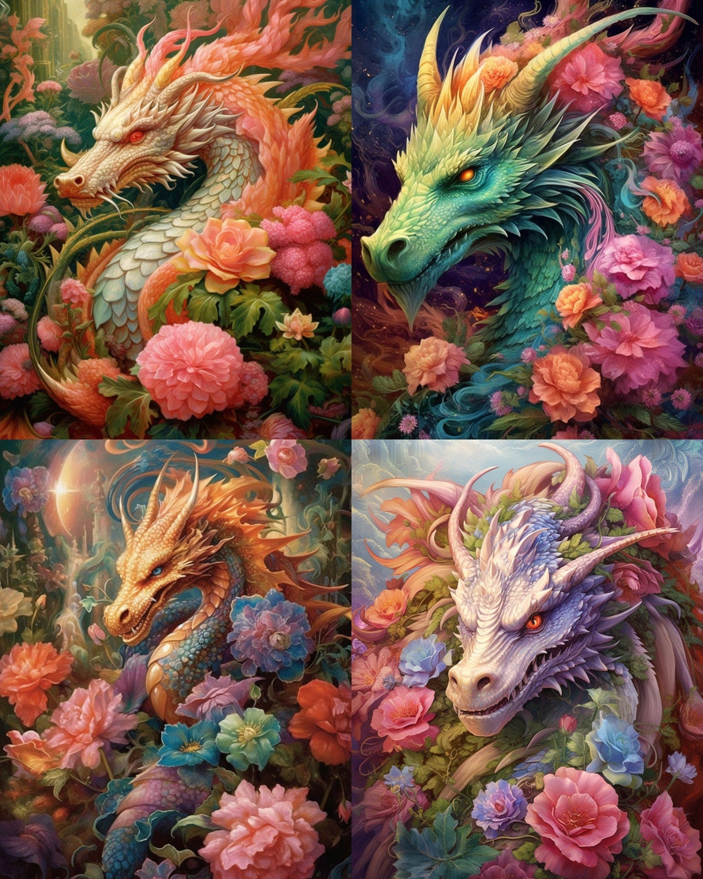 RELEASE PAPER | Floral Dragons - Theme Pack Reusable Diamond Painting Release Paper