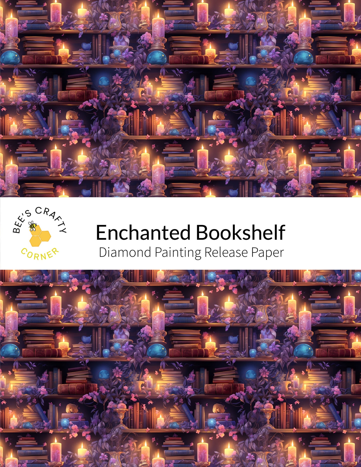 RELEASE PAPER | Enchanted Bookshelf - Reusable Patterned Diamond Painting Release Paper