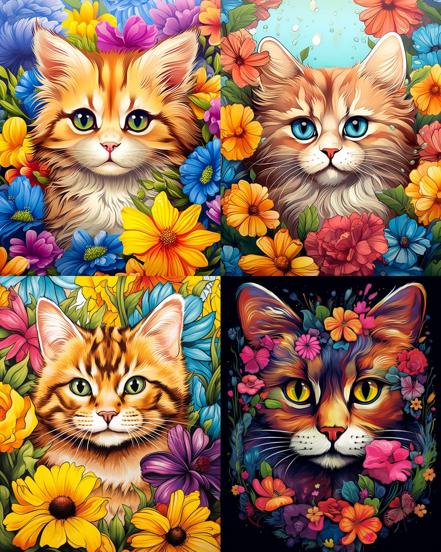 RELEASE PAPER | Flower Cats - Theme Pack Reusable Diamond Painting Release Paper
