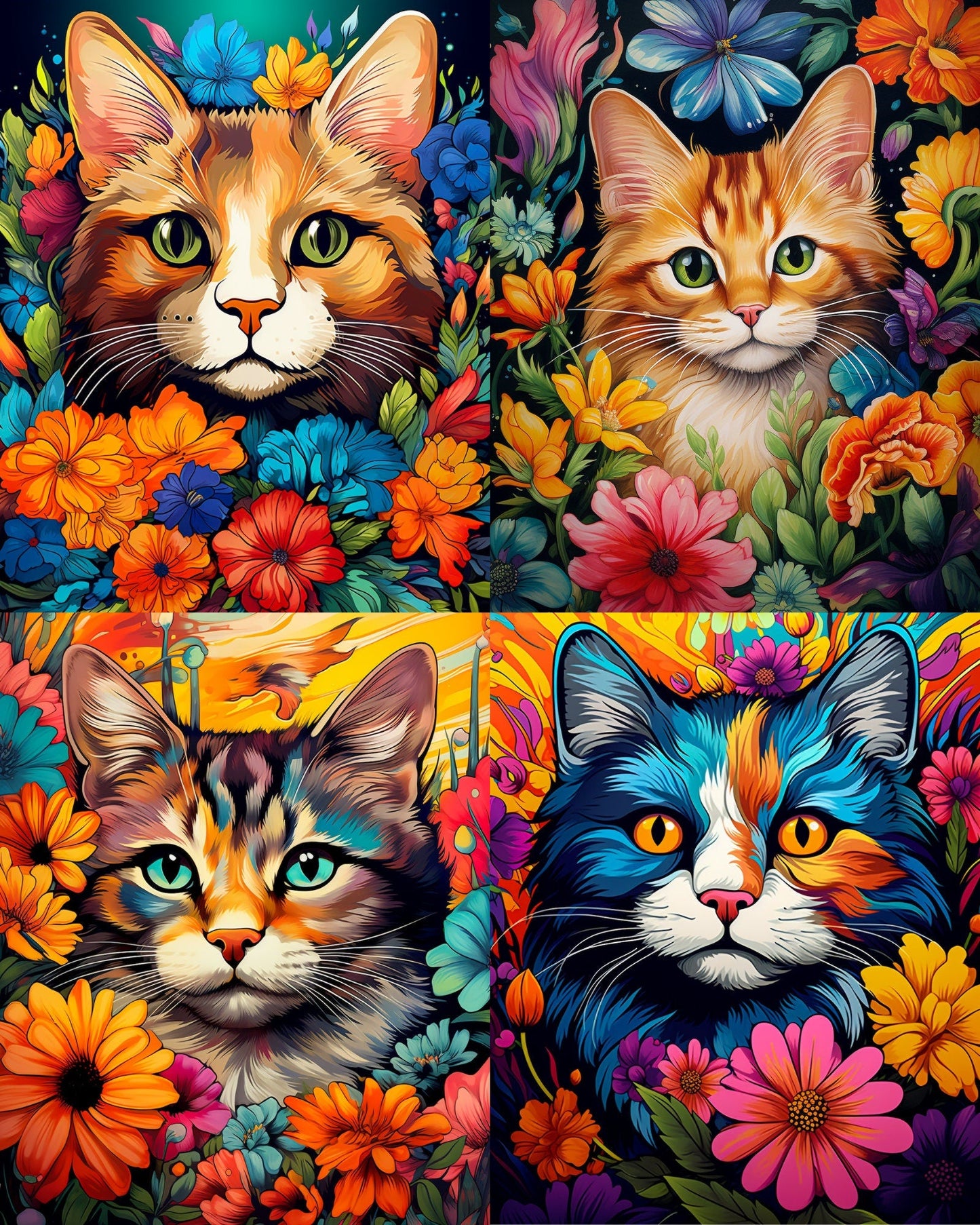 RELEASE PAPER | Flower Cats - Theme Pack Reusable Diamond Painting Release Paper