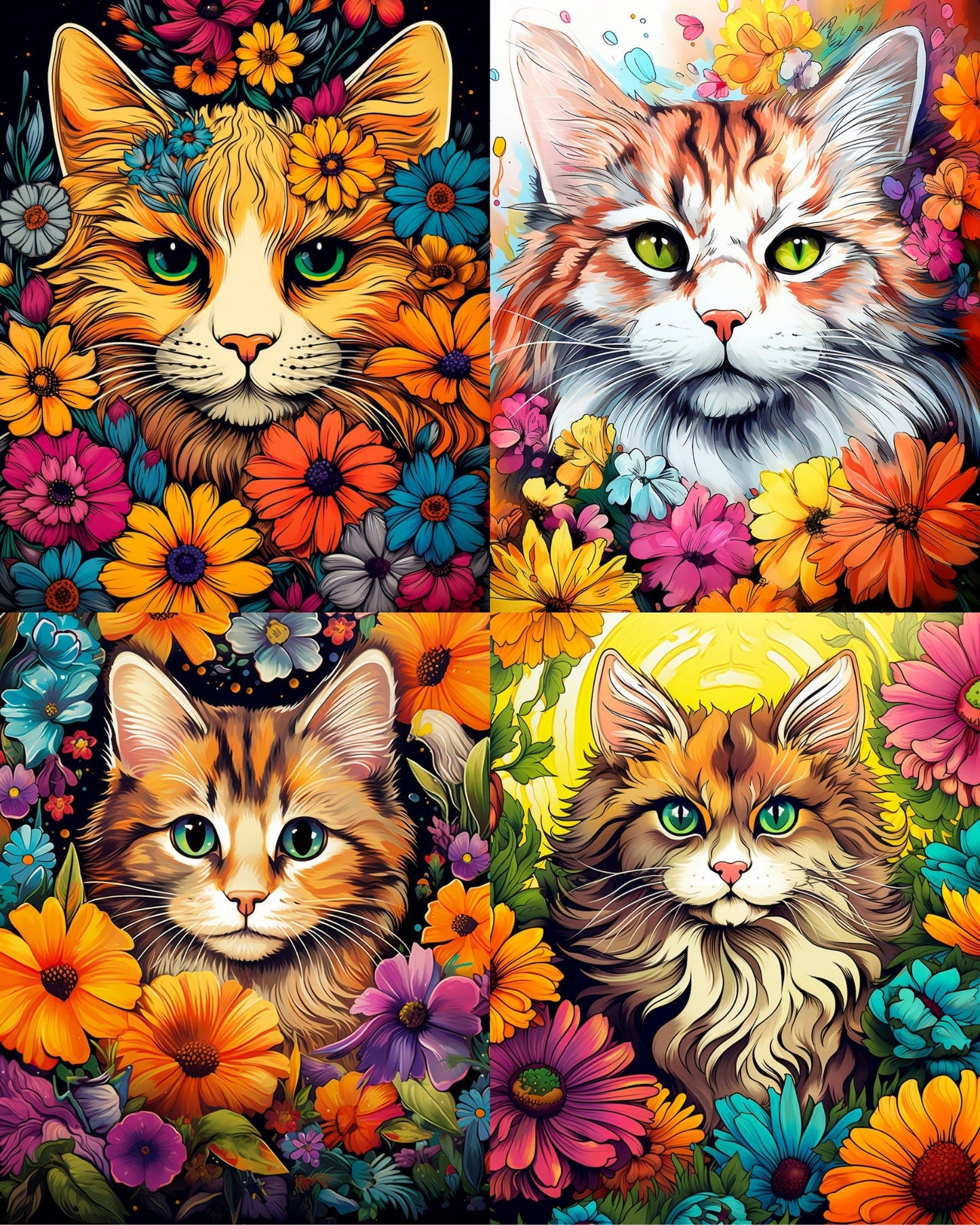 RELEASE PAPER | Flower Cats - Theme Pack Reusable Diamond Painting Release Paper