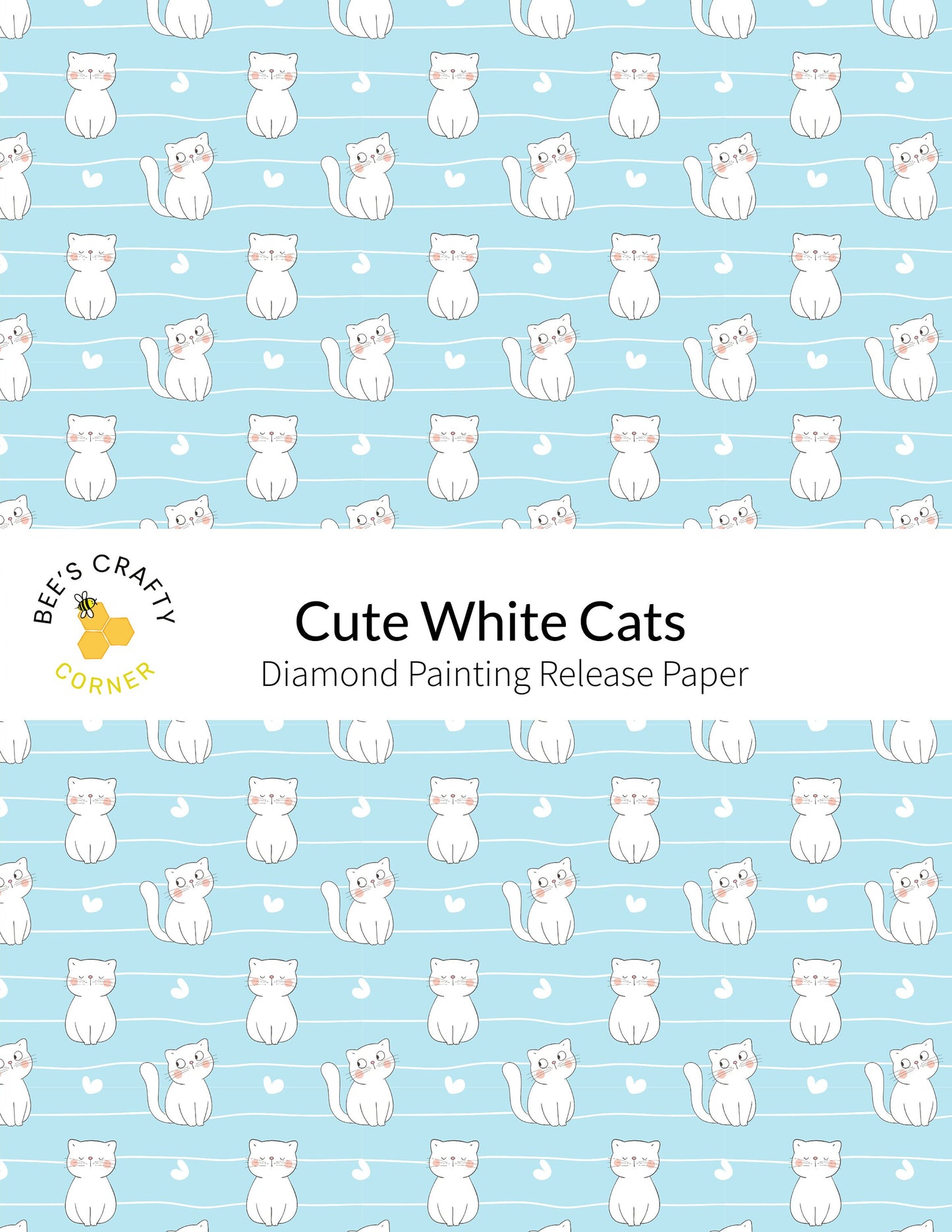 RELEASE PAPER | Cute White Cats - Reusable Patterned Diamond Painting Release Paper