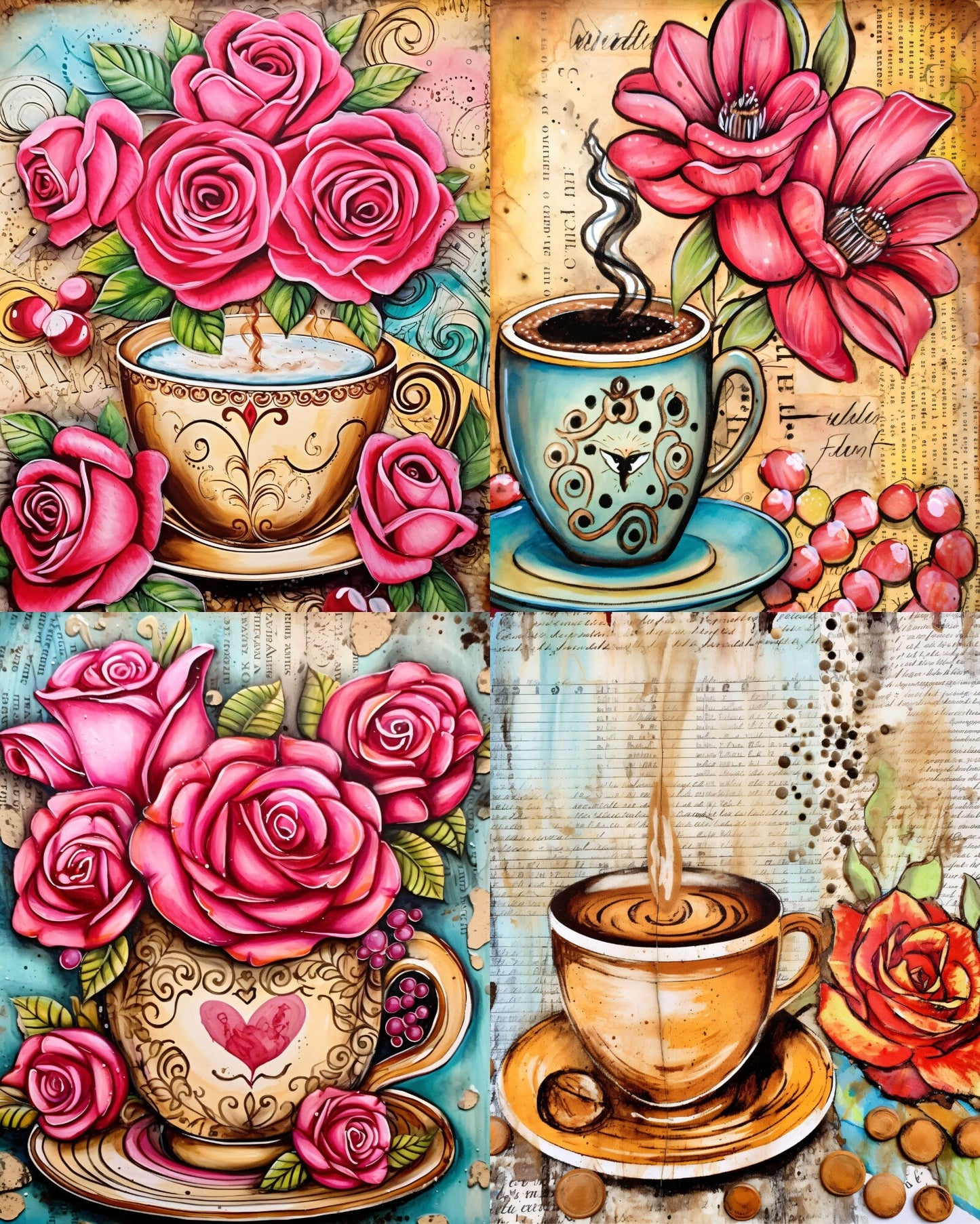 RELEASE PAPER | Colourful Coffee - Theme Pack Reusable Diamond Painting Release Paper