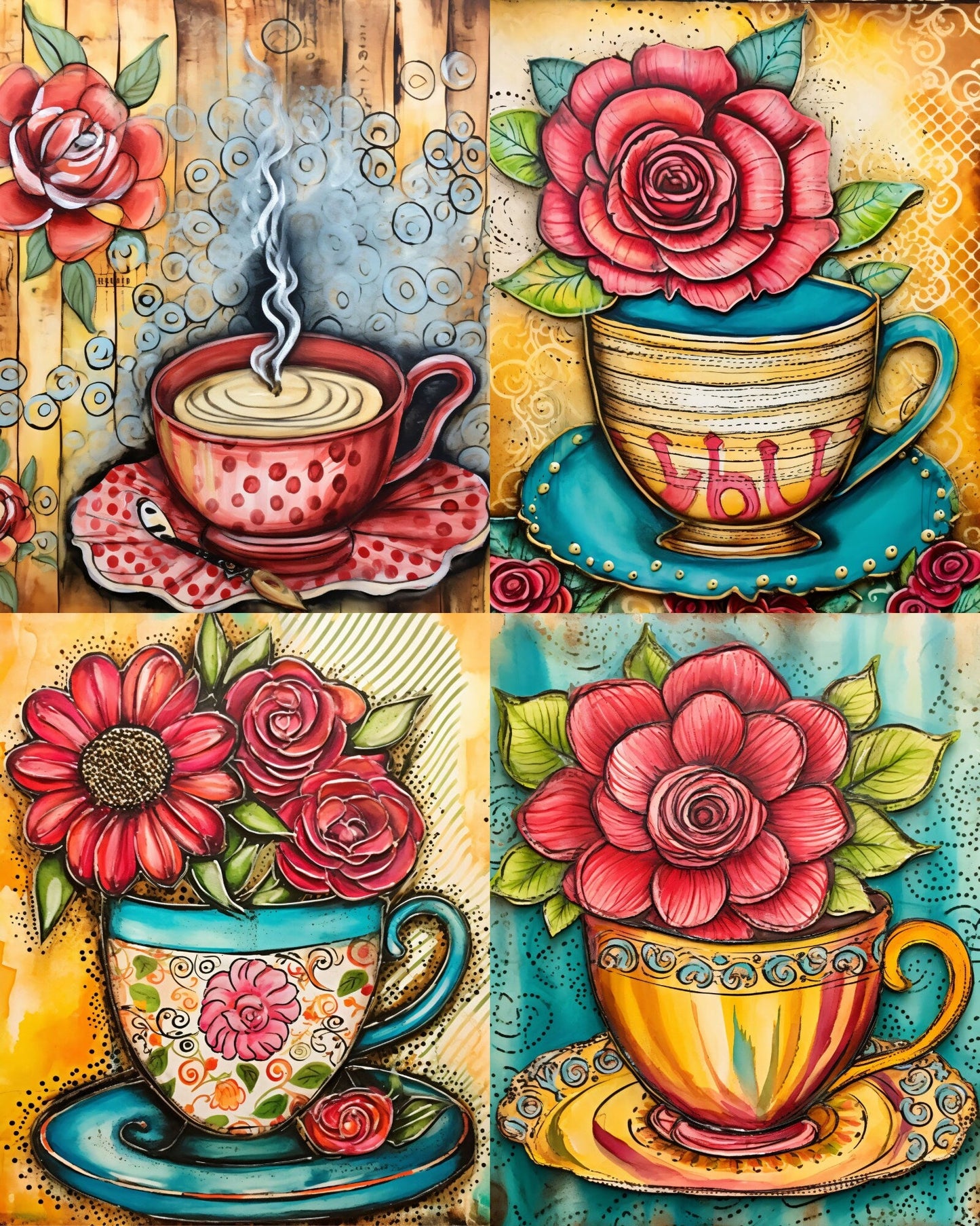 RELEASE PAPER | Colourful Coffee - Theme Pack Reusable Diamond Painting Release Paper
