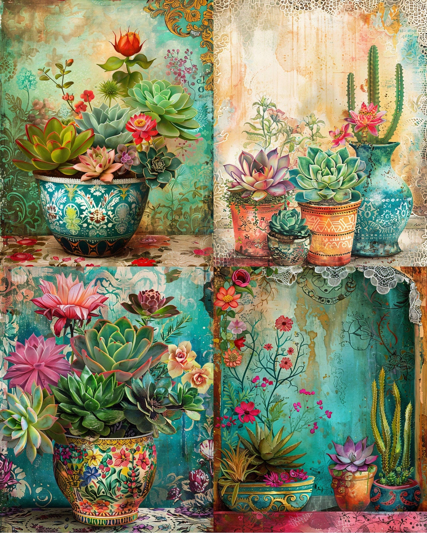 RELEASE PAPER | Succulent Pots - Theme Pack Reusable Diamond Painting Release Paper