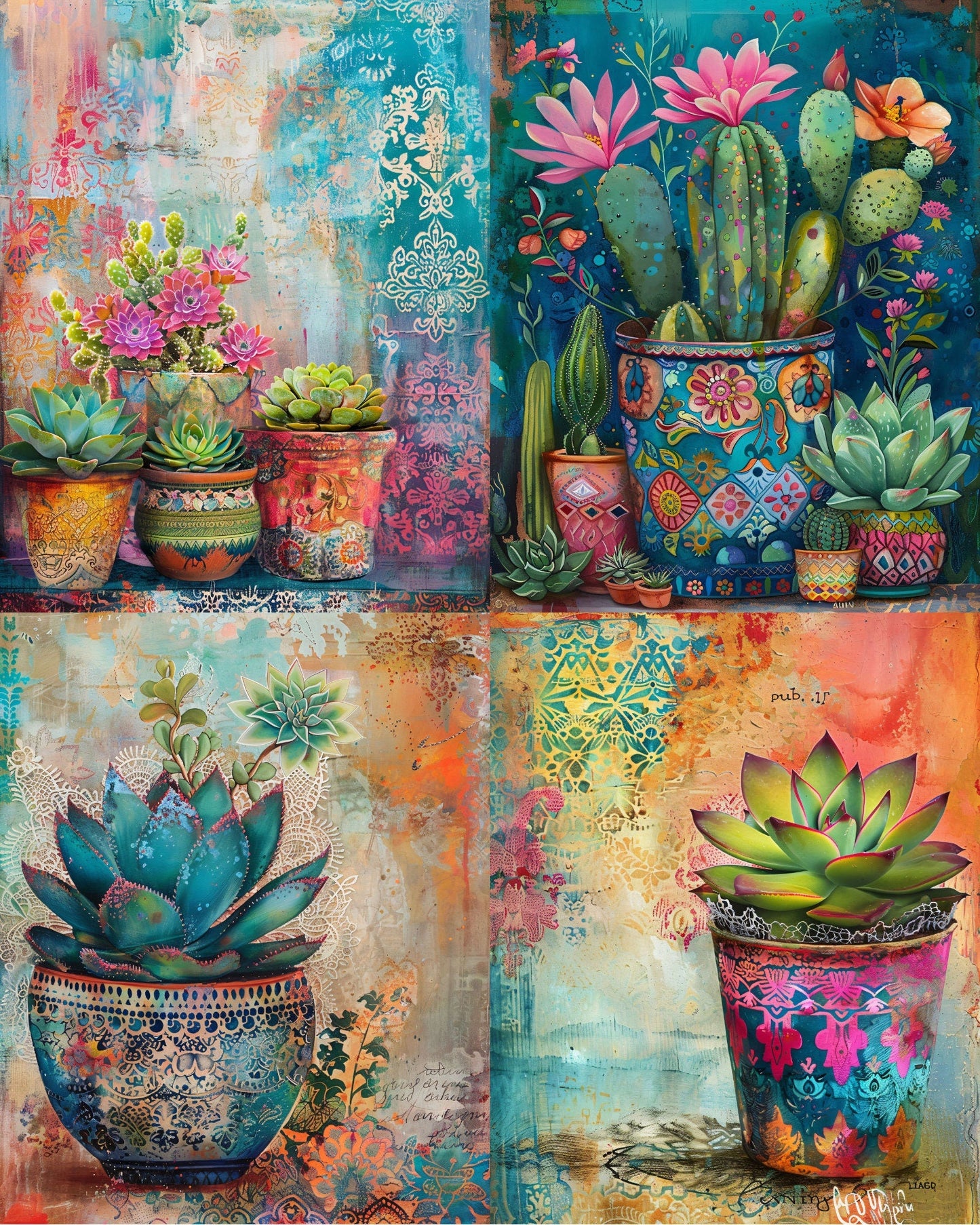 RELEASE PAPER | Succulent Pots - Theme Pack Reusable Diamond Painting Release Paper