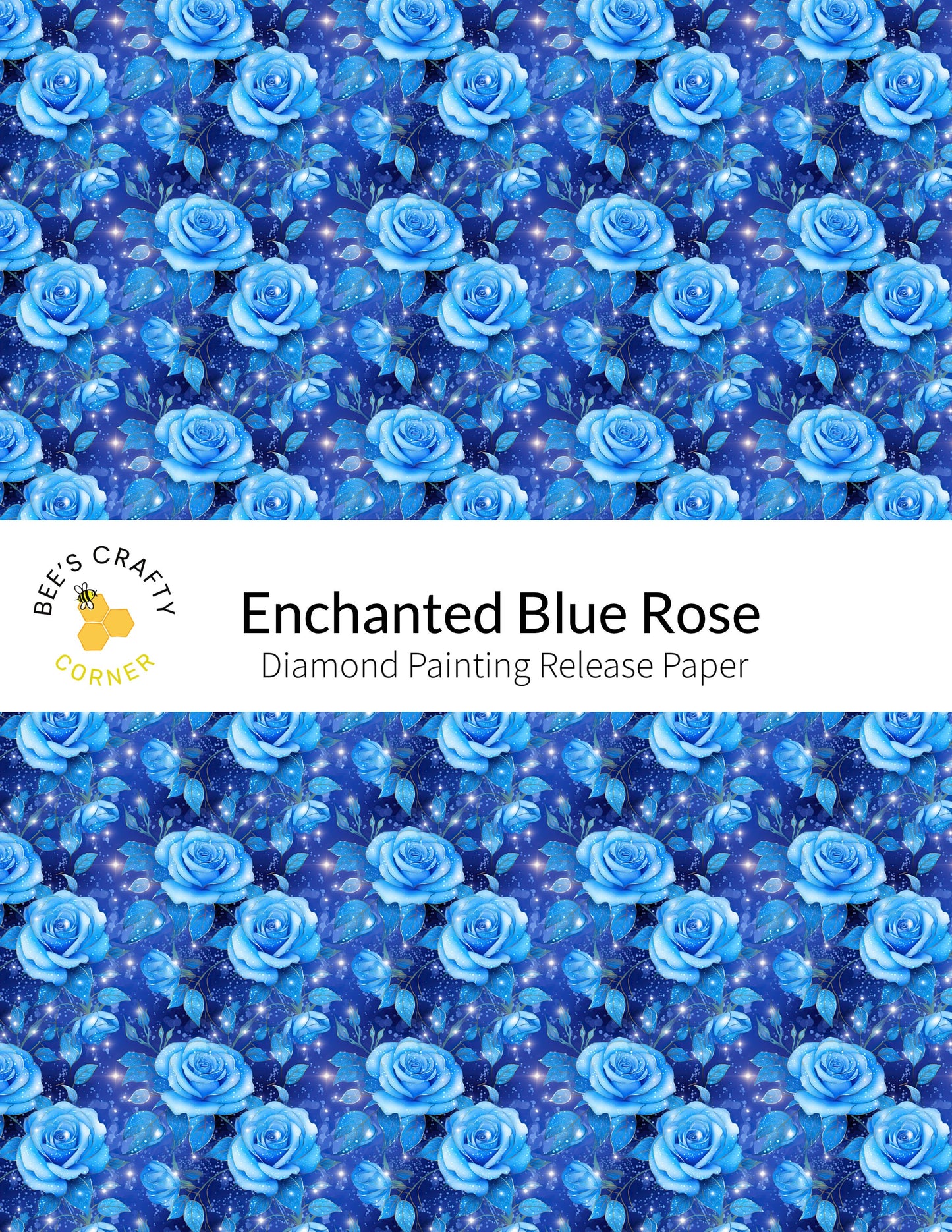 RELEASE PAPER | Enchanted Blue Rose - Reusable Patterned Diamond Painting Release Paper