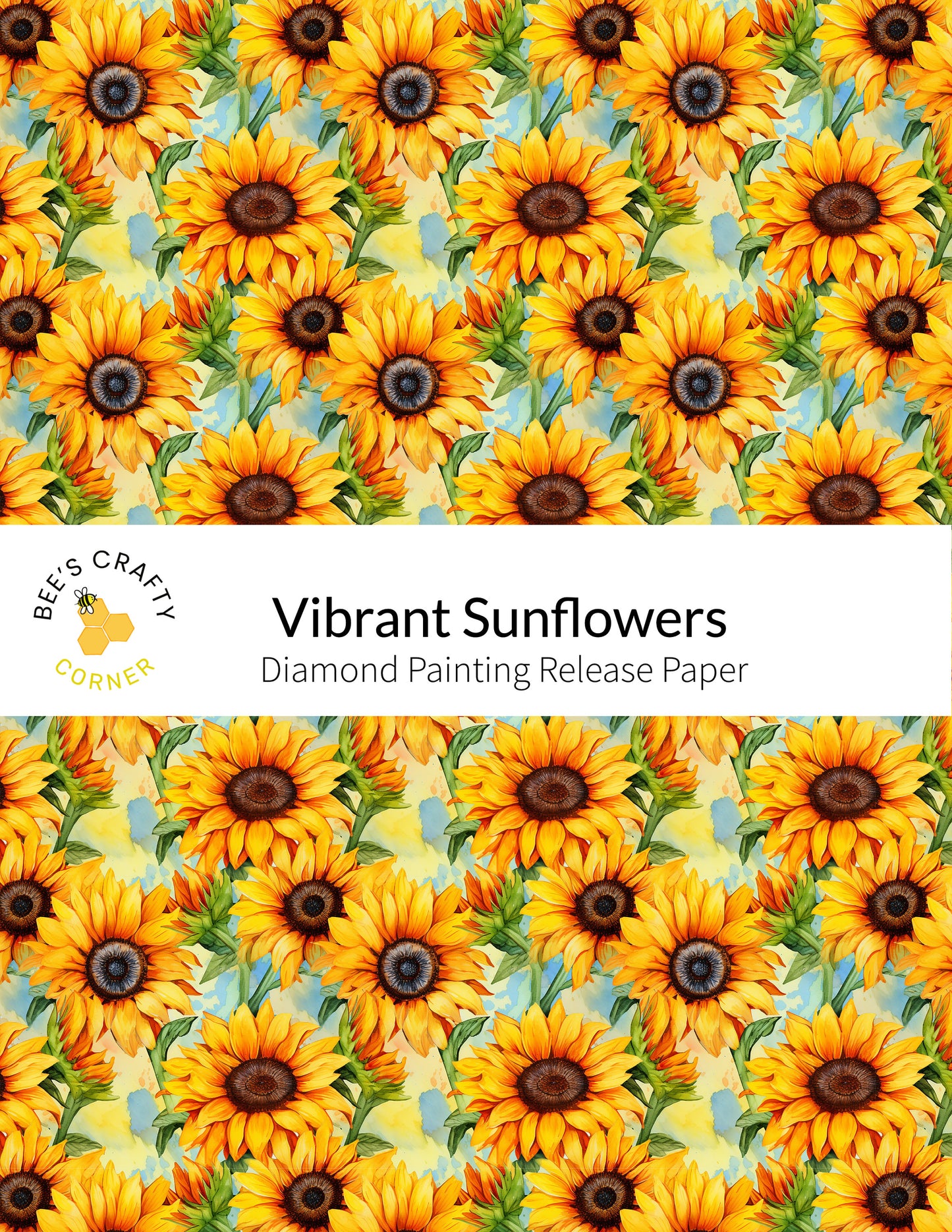 RELEASE PAPER | Vibrant Sunflowers - Reusable Patterned Diamond Painting Release Paper