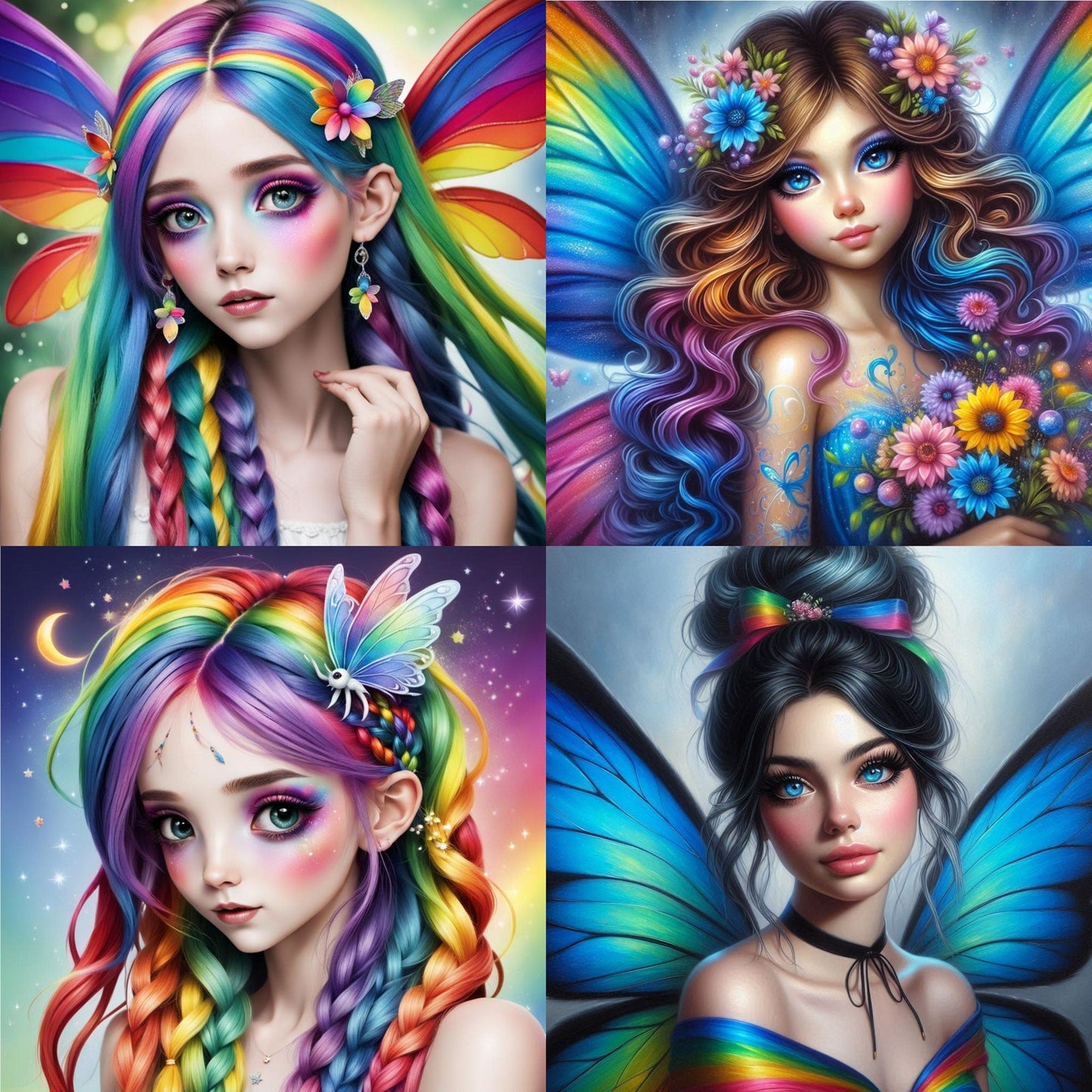 RELEASE PAPER | Rainbow Fairies - Theme Pack Reusable Diamond Painting Release Paper by Kelly Cloutier-Searson AI Arts