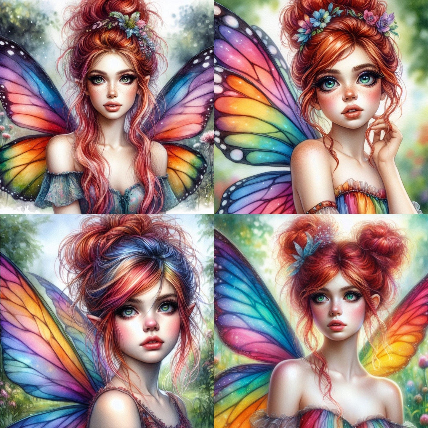 RELEASE PAPER | Rainbow Fairies - Theme Pack Reusable Diamond Painting Release Paper by Kelly Cloutier-Searson AI Arts