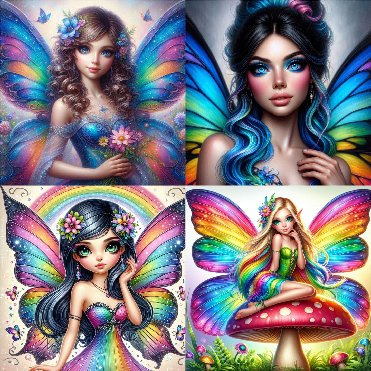 RELEASE PAPER | Rainbow Fairies - Theme Pack Reusable Diamond Painting Release Paper by Kelly Cloutier-Searson AI Arts