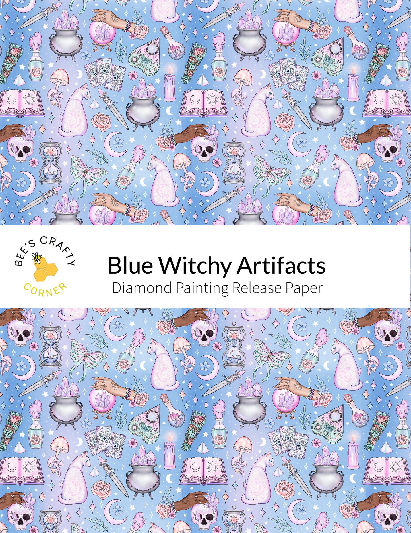 RELEASE PAPER | Blue Witchy Artifacts - Reusable Patterned Diamond Painting Release Paper