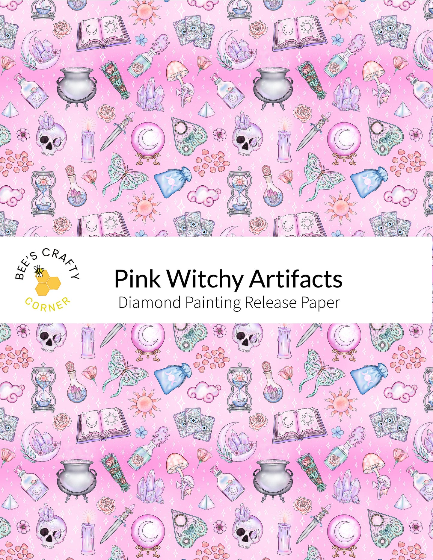 RELEASE PAPER | Pink Witchy Artifacts - Reusable Patterned Diamond Painting Release Paper