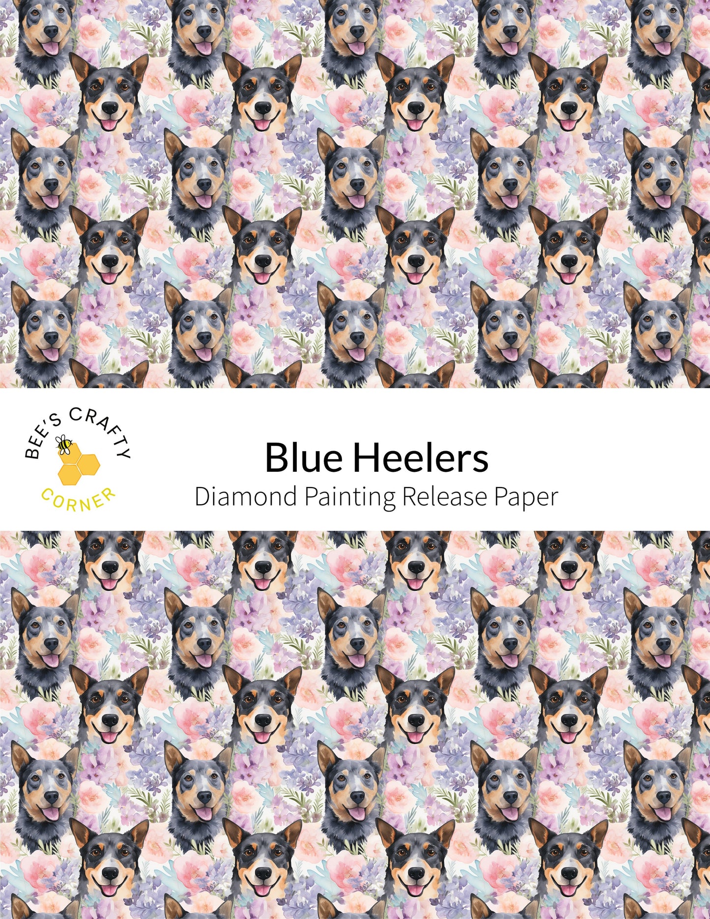 RELEASE PAPER | Blue Heelers - Reusable Patterned Diamond Painting Release Paper