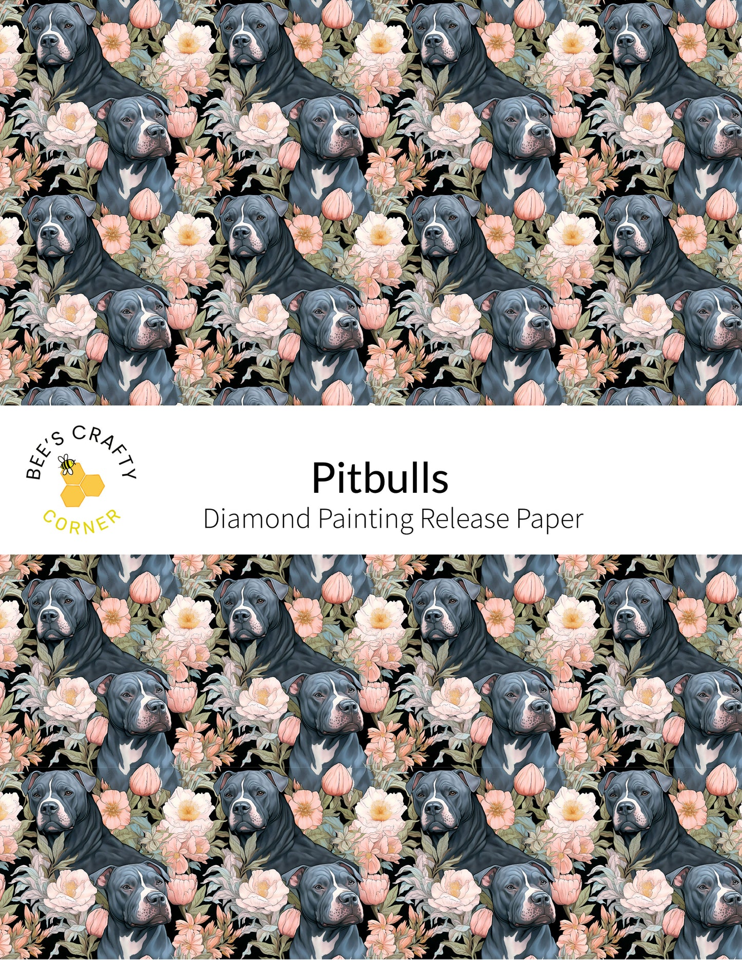 RELEASE PAPER | Pit Bulls - Reusable Patterned Diamond Painting Release Paper