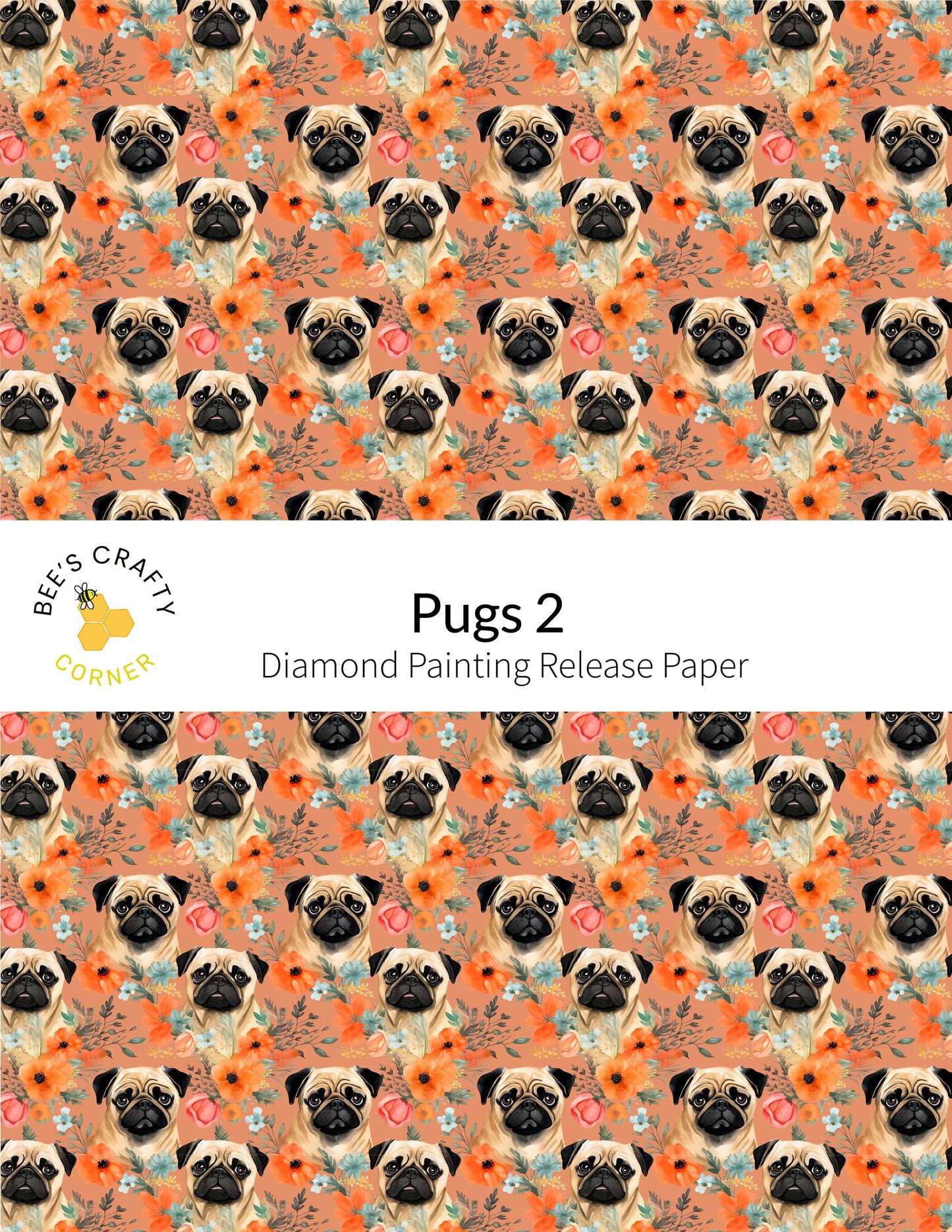 RELEASE PAPER | Pugs #2 - Reusable Patterned Diamond Painting Release Paper