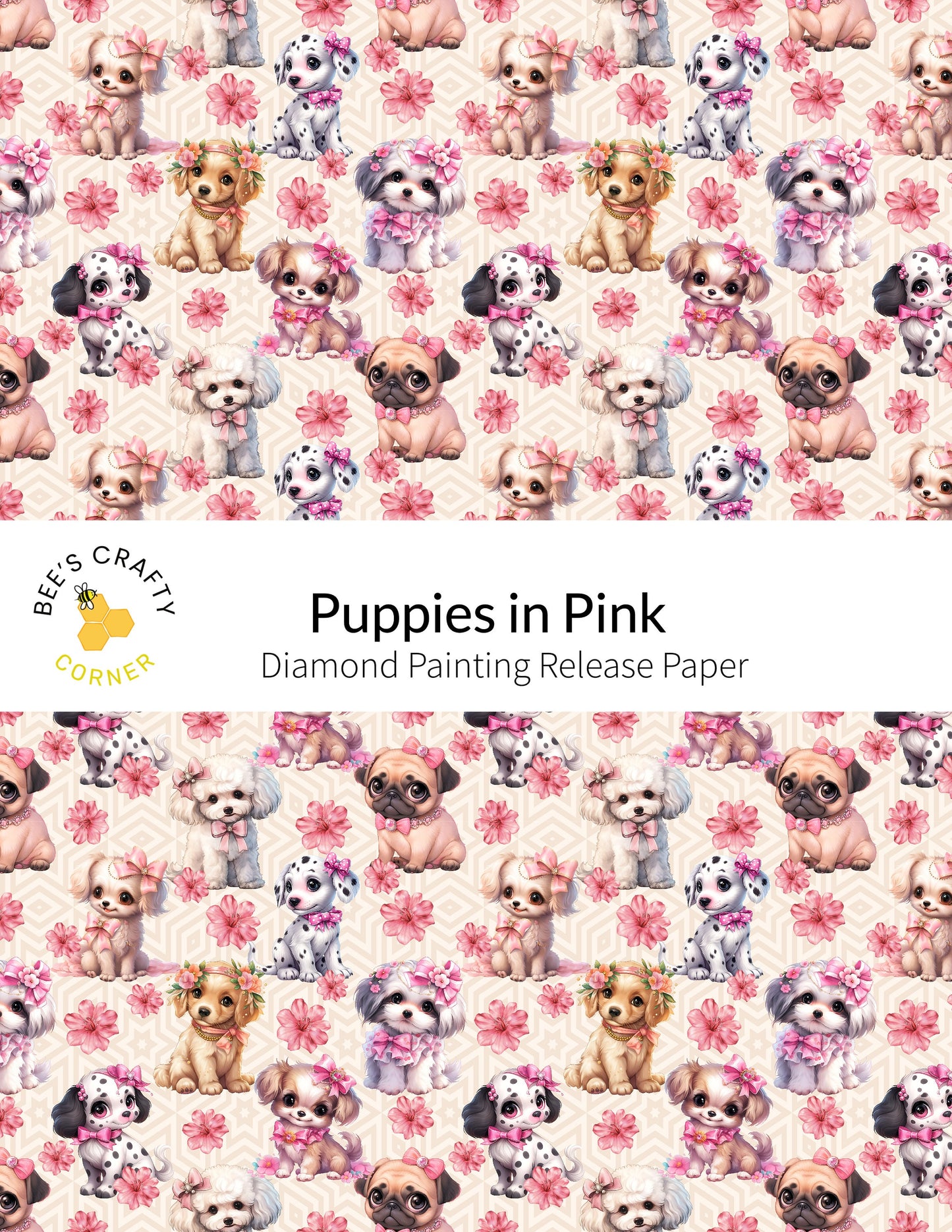 RELEASE PAPER | Puppies in Pink - Reusable Patterned Diamond Painting Release Paper