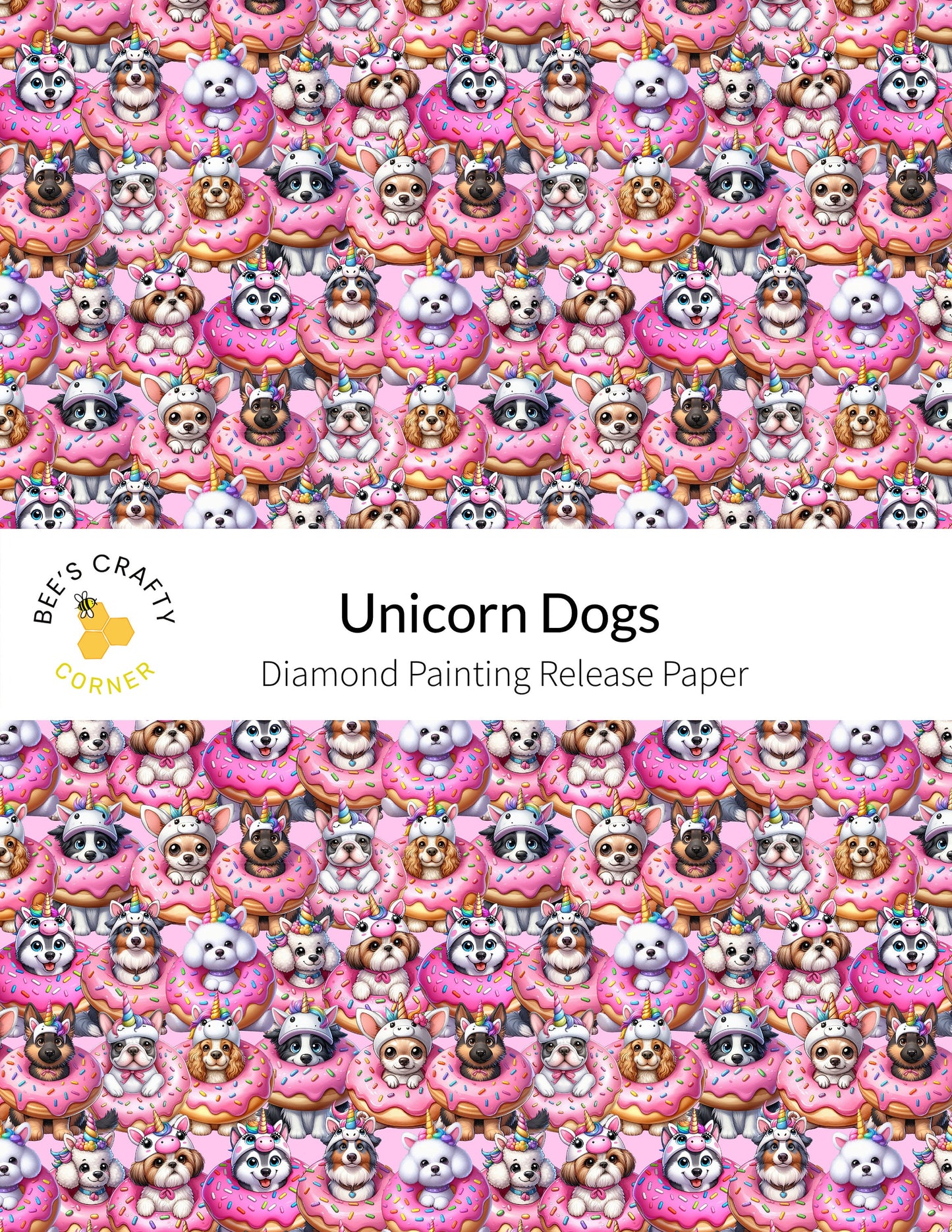RELEASE PAPER | Unicorn Dogs - Reusable Patterned Diamond Painting Release Paper
