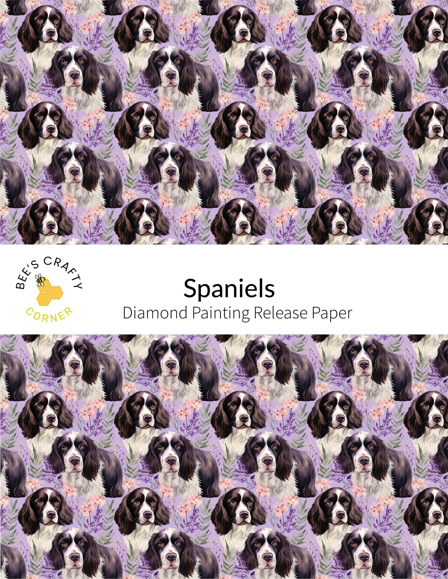 RELEASE PAPER | Spaniels - Reusable Patterned Diamond Painting Release Paper