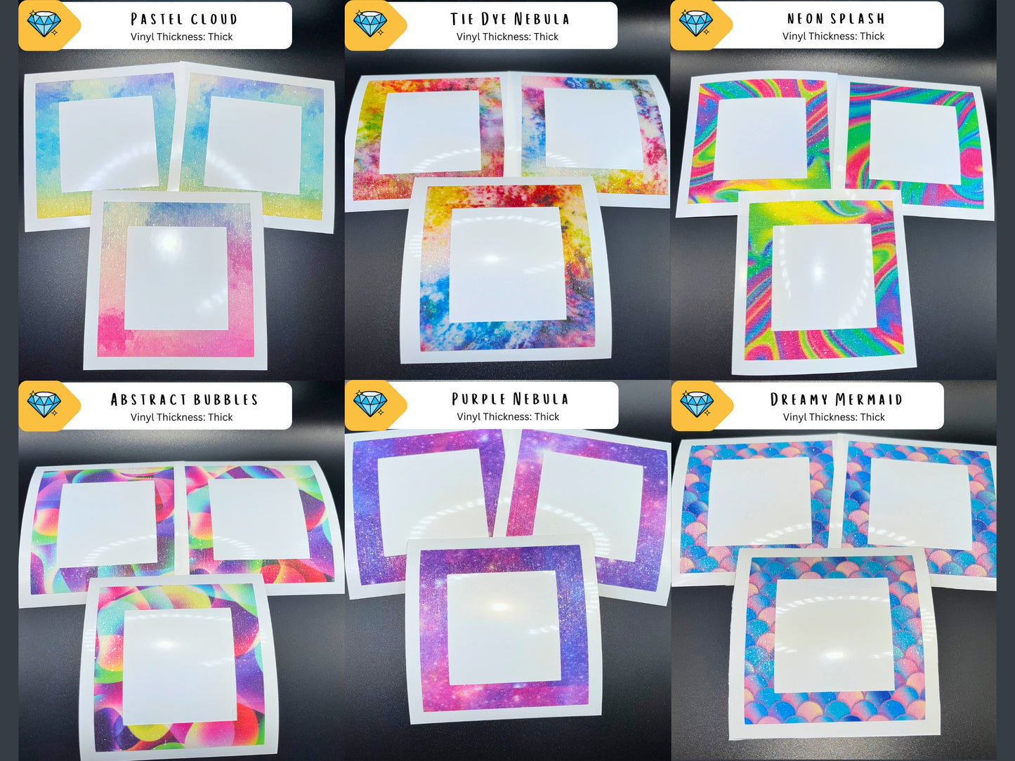 Restocked - VINYL SECTION FRAMES | Glitter and Holographic Vinyl Section Frames For Diamond Painting