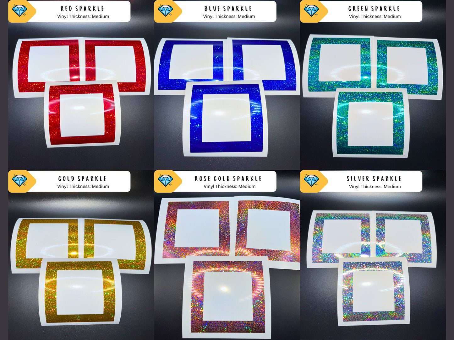Restocked - VINYL SECTION FRAMES | Glitter and Holographic Vinyl Section Frames For Diamond Painting