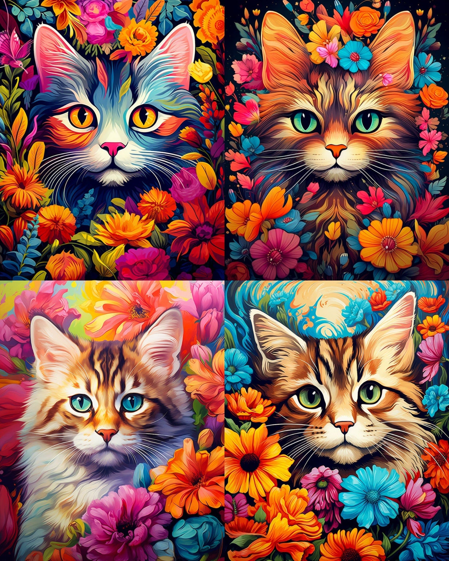 RELEASE PAPER | Flower Cats - Theme Pack Reusable Diamond Painting Release Paper
