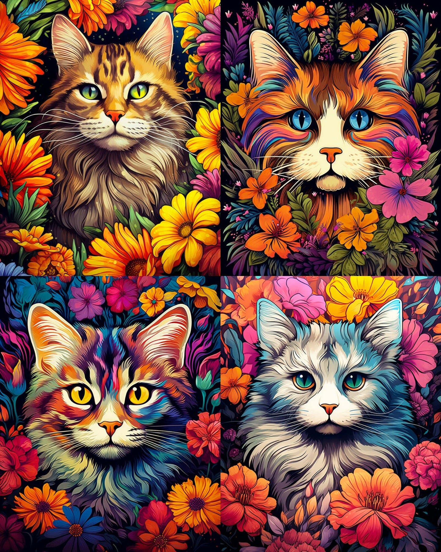 RELEASE PAPER | Flower Cats - Theme Pack Reusable Diamond Painting Release Paper