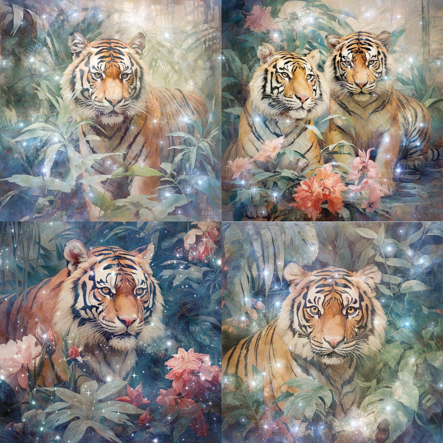 RELEASE PAPER | Starry Tigers - Theme Pack Reusable Diamond Painting Release Paper